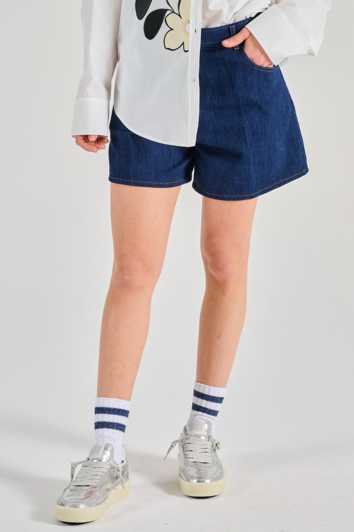 Forte Forte Cotton Denim Cavalry Shorts Blu Donna