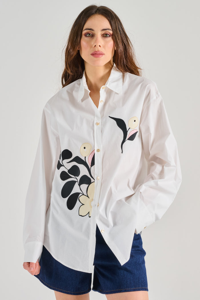 Forte Forte Le Bouquet Cotton Popline Shirt Bianco Donna