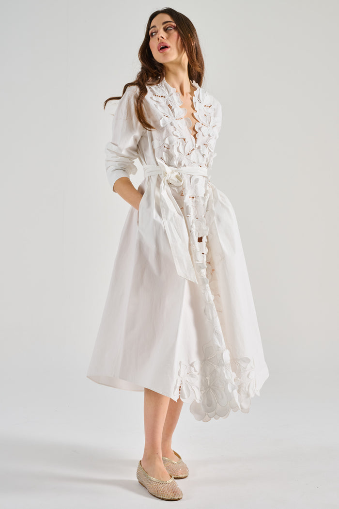 Forte Forte En Fleur Cottono Popelin Dress Bianco Donna-2