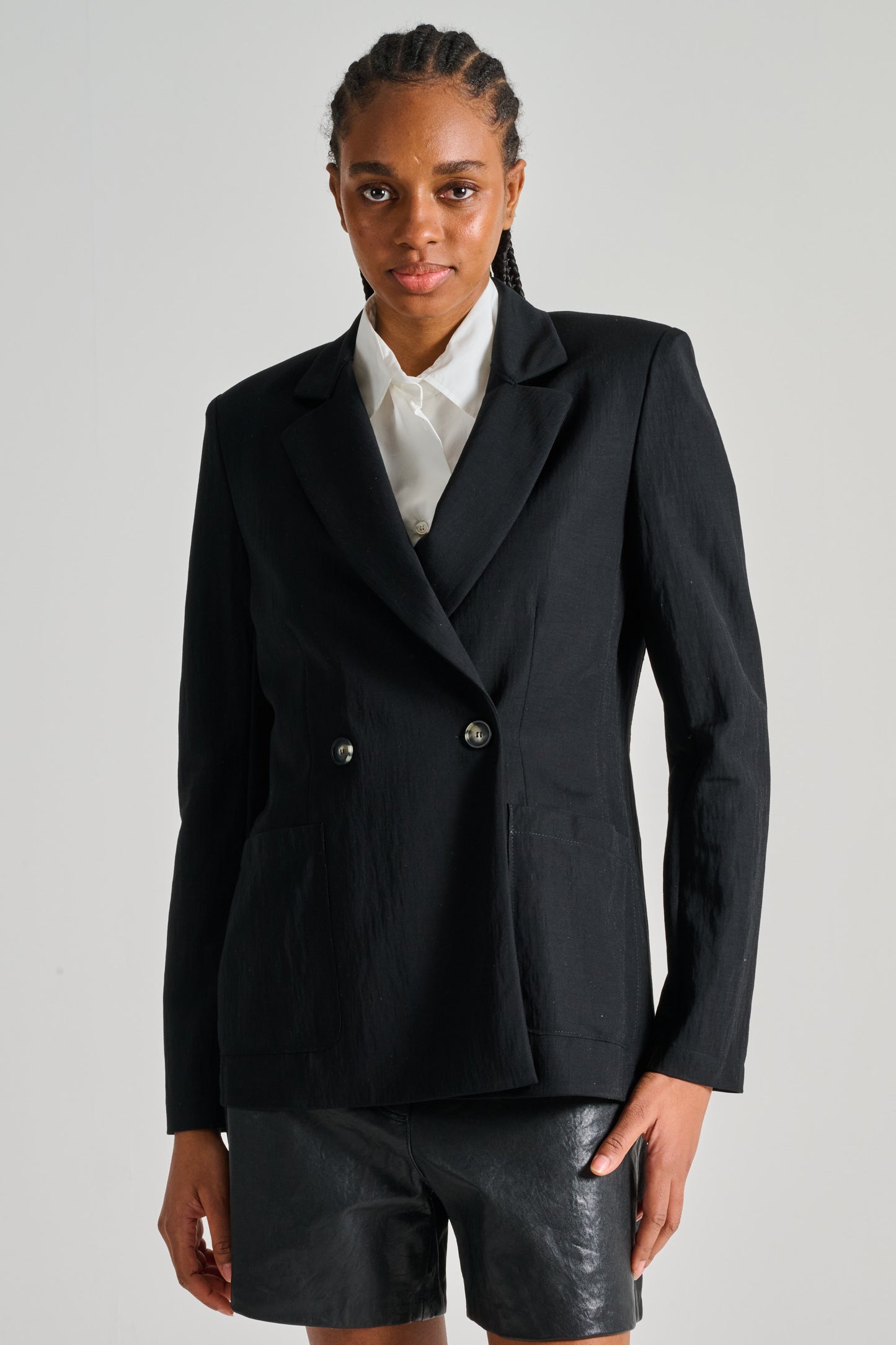  Harris Wharf London Blazer With Shoulder Pads Rayon Nero Nero Donna - 4