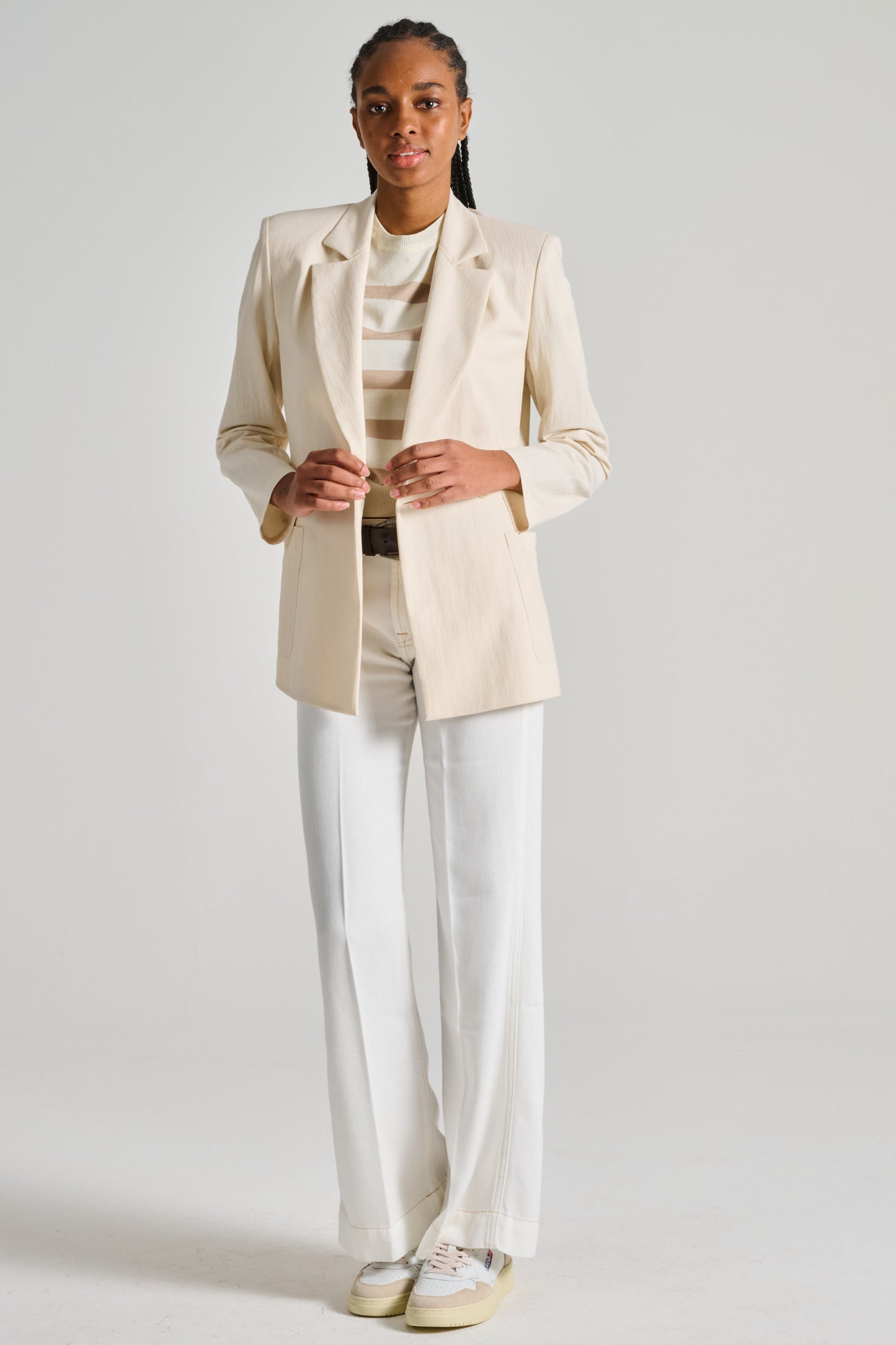  Harris Wharf London Blazer With Shoulder Pads Rayon Beige Beige Donna - 3