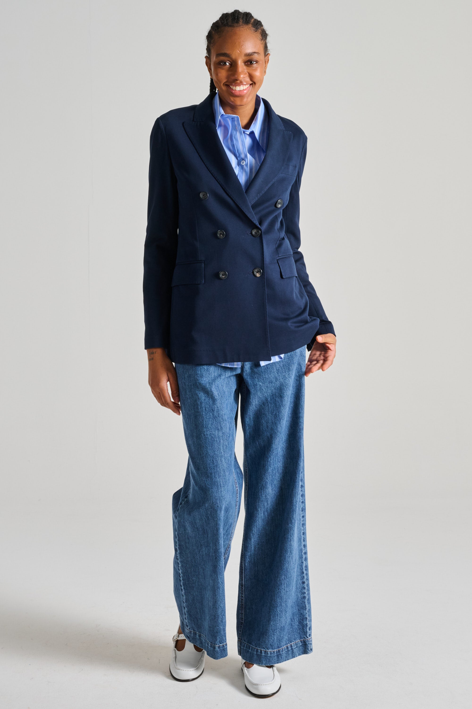 Circolo 1901 Double Breasted Piquet Jacket Blue Blunavy