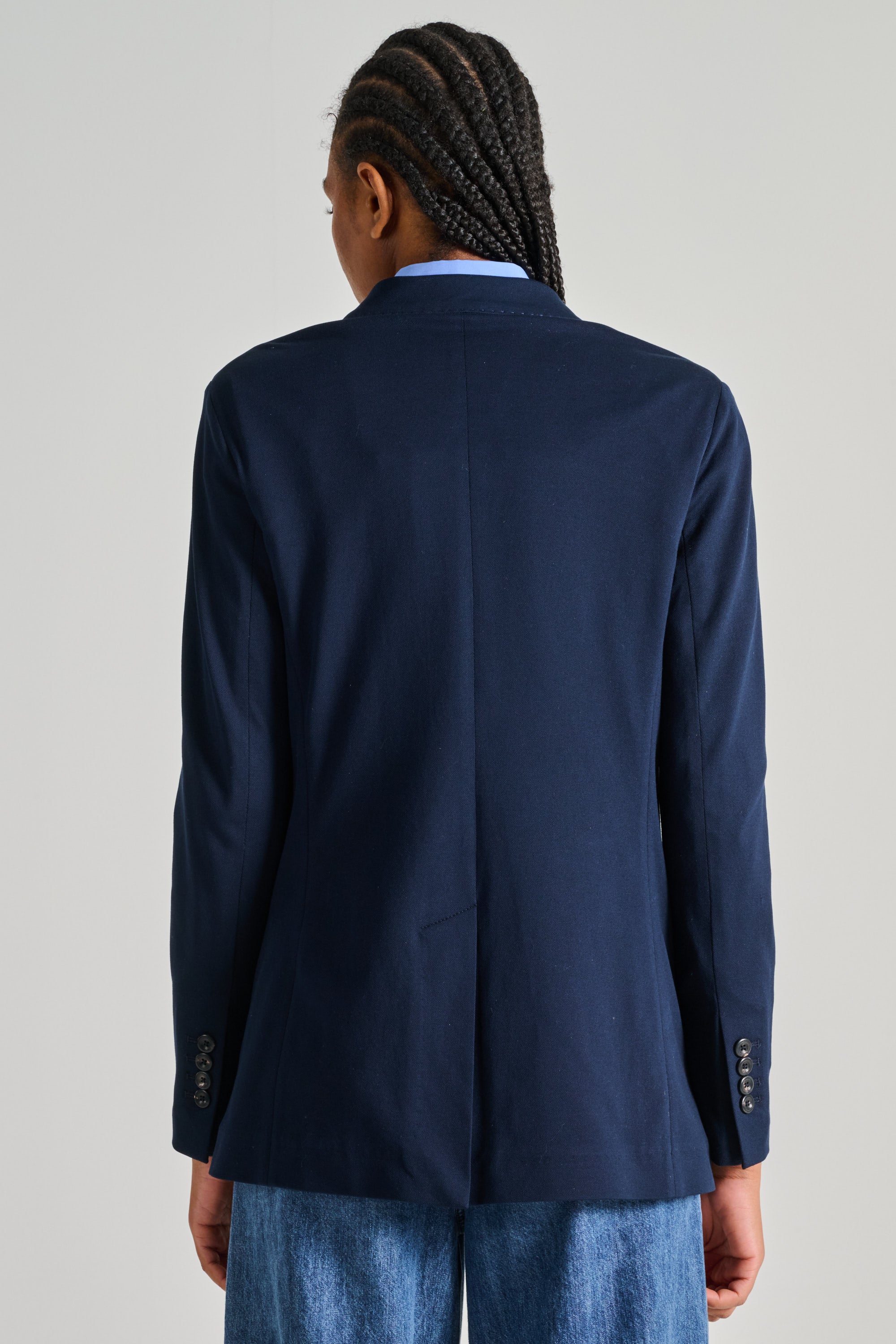 Circolo 1901 Double Breasted Piquet Jacket Blue Blunavy