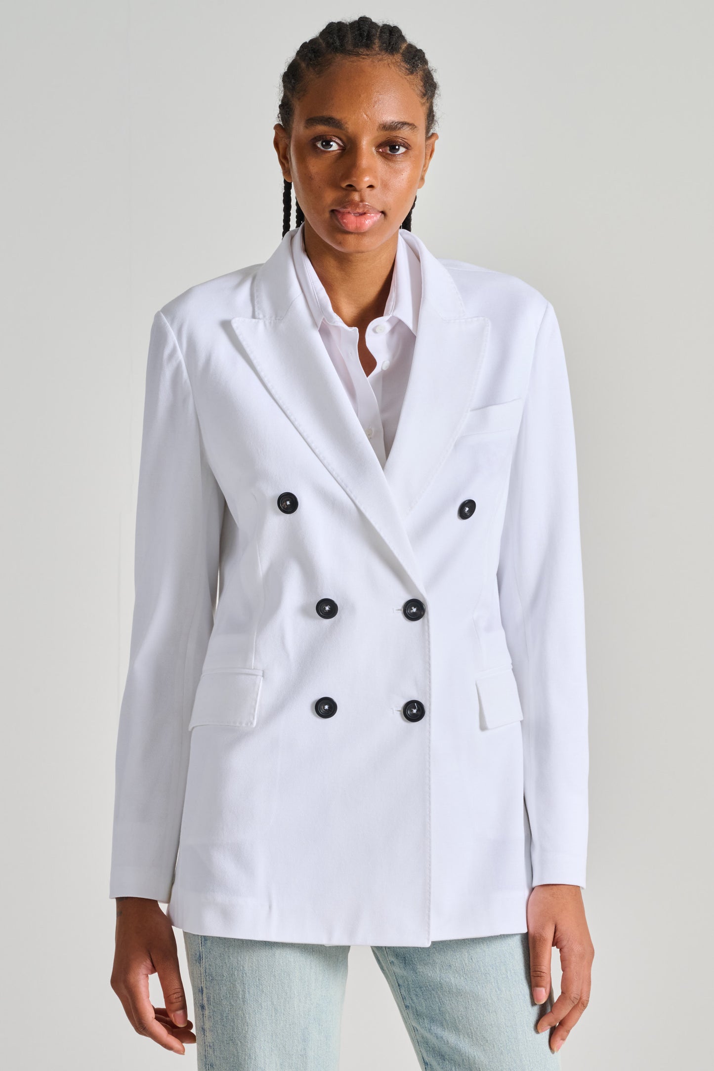  Circolo 1901 Double-breasted Piquet Jacket White Bianco Donna - 1