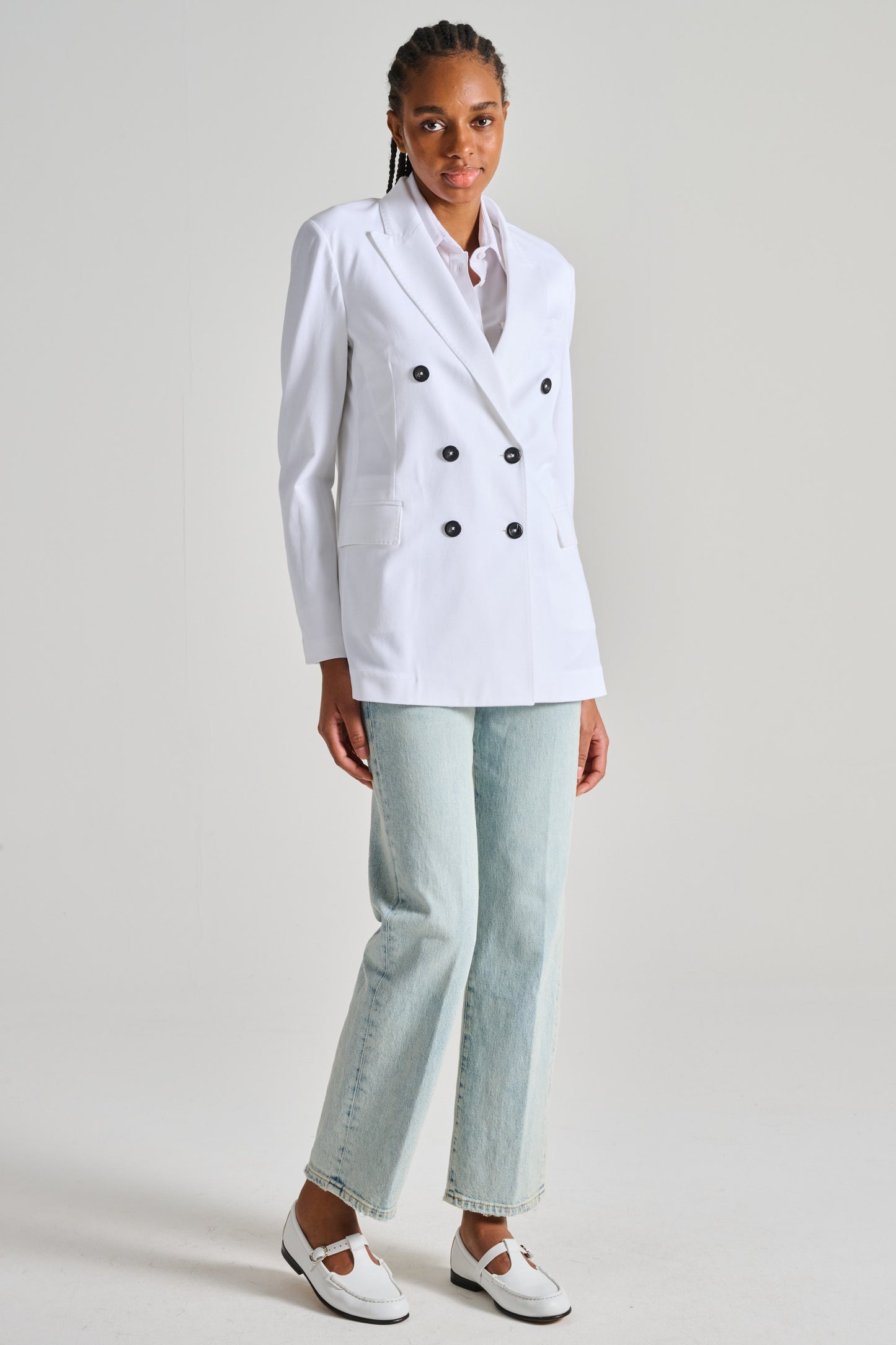  Circolo 1901 Double-breasted Piquet Jacket White Bianco Donna - 2