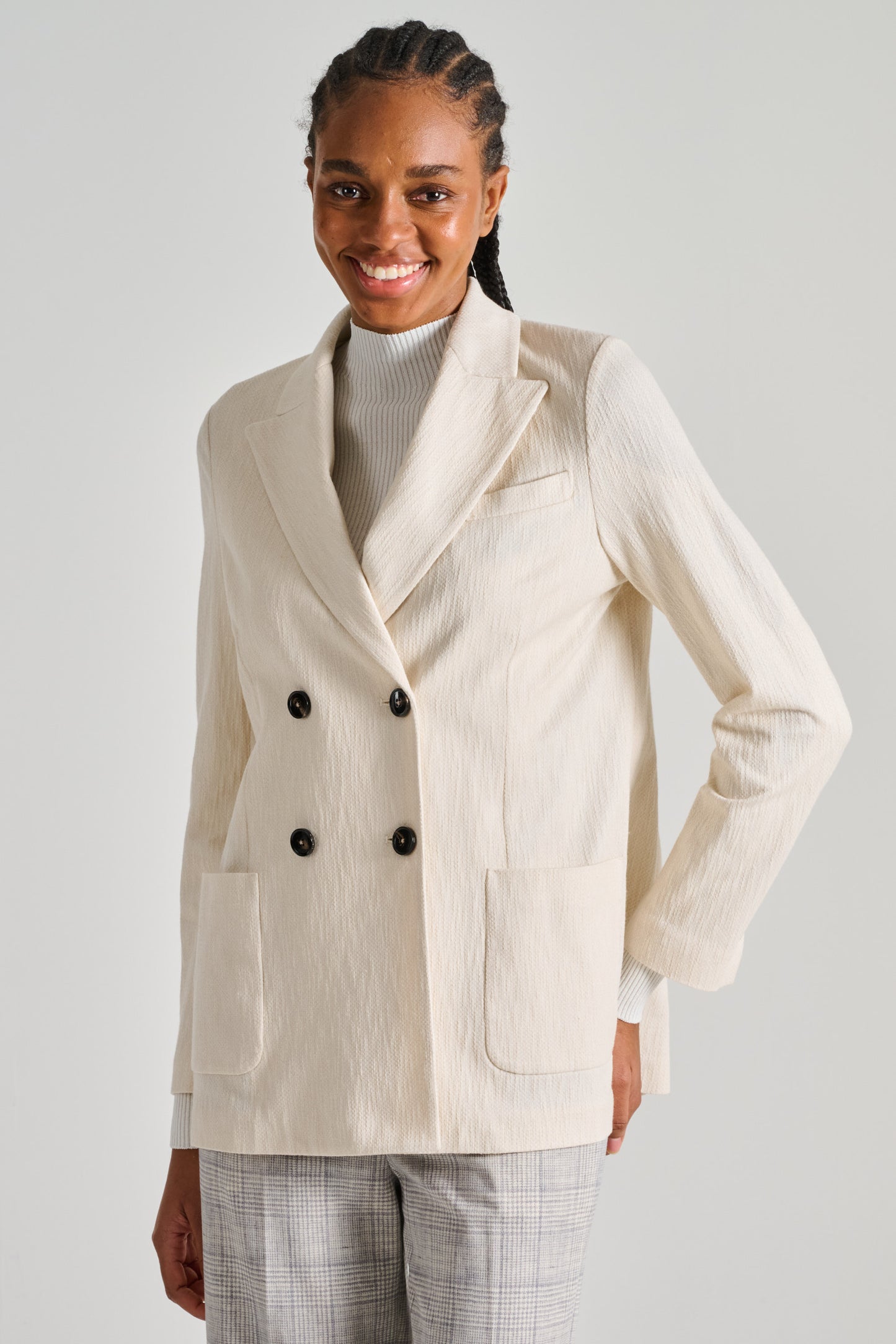  Circolo 1901 Double-breasted Flamed White Jacket Bianco Donna - 2