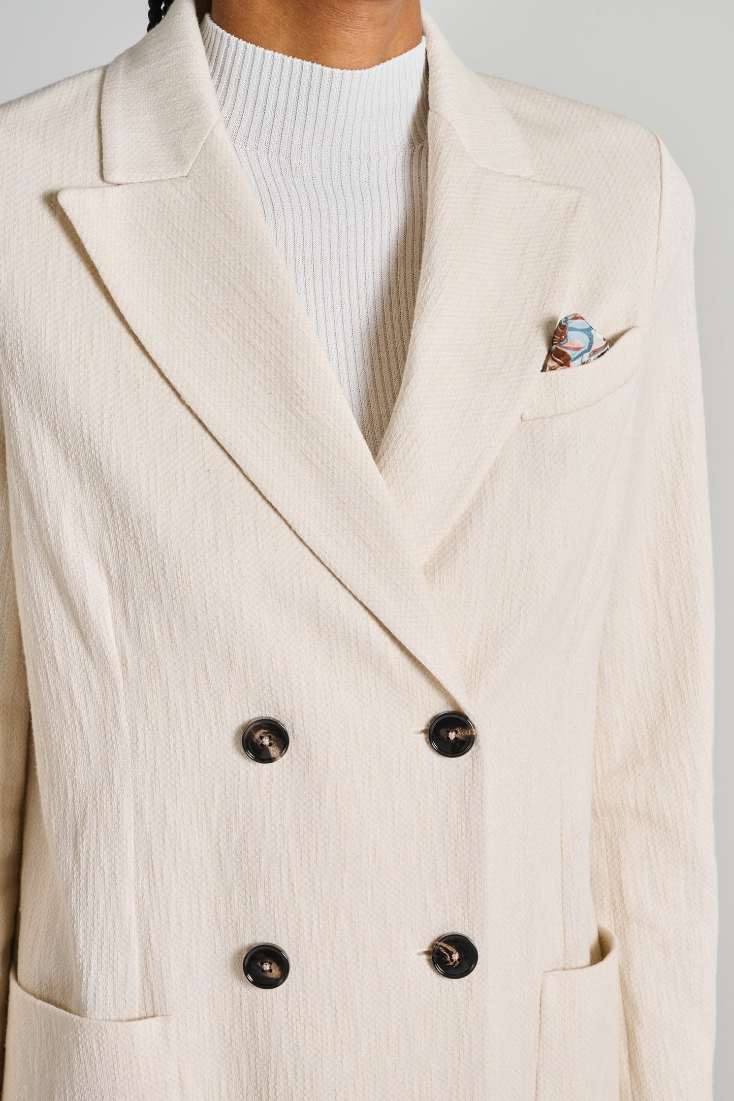  Circolo 1901 Double-breasted Flamed White Jacket Bianco Donna - 4