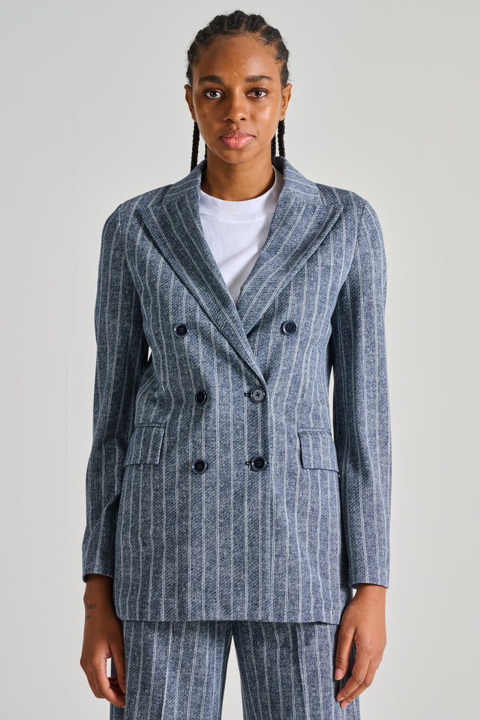 Circolo 1901 Double-breasted Piquet Jacket Light Blue