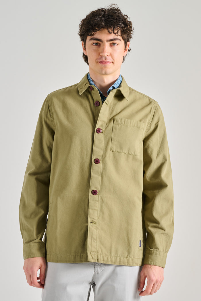 Barbour Washd Overshirt Verde Uomo