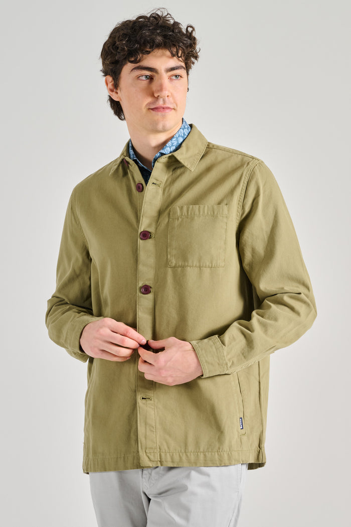 Barbour Washd Overshirt Verde Uomo-2