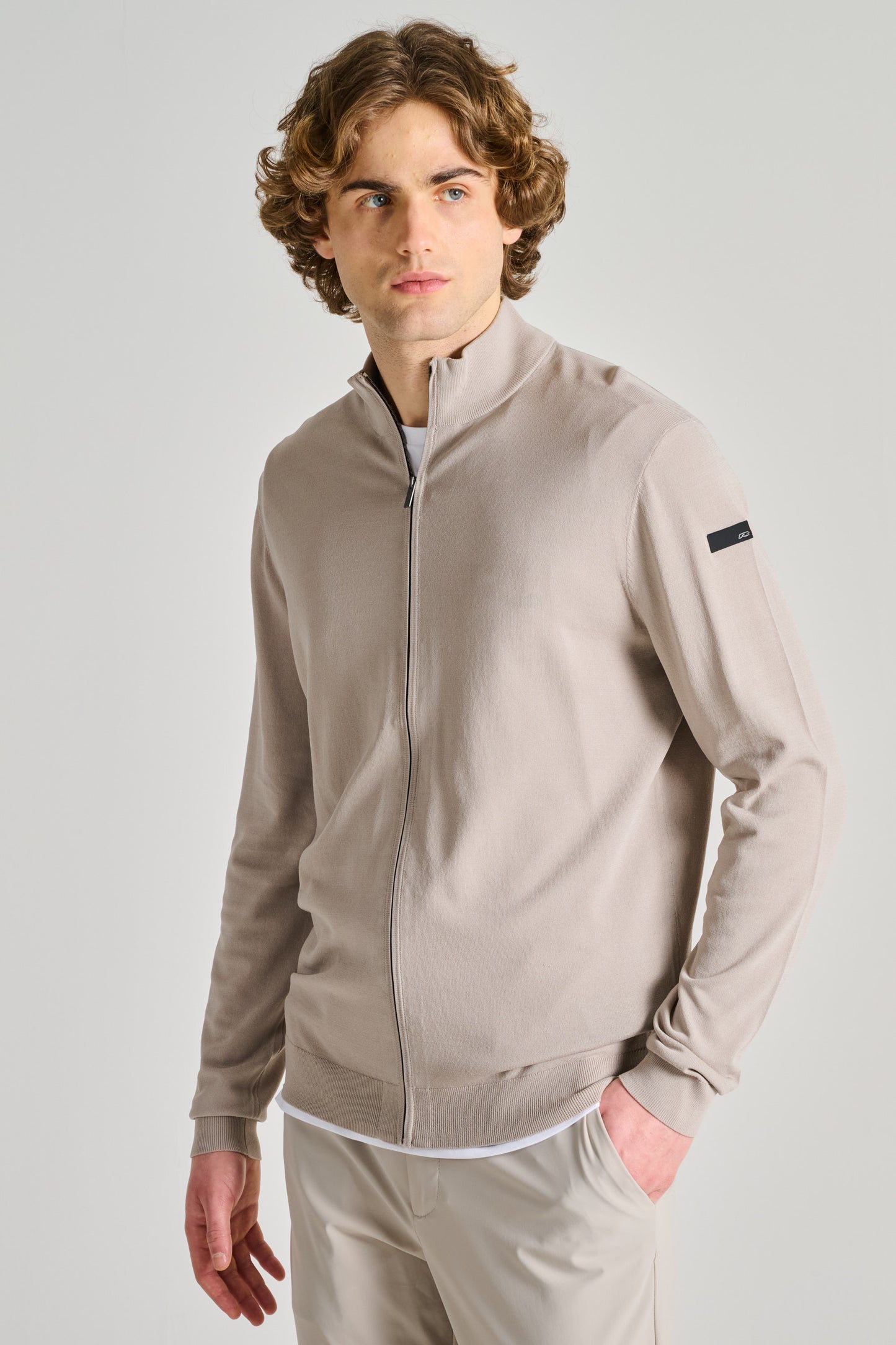  Rrd Maxell Full Zip Knit Bianco Beige Uomo - 2