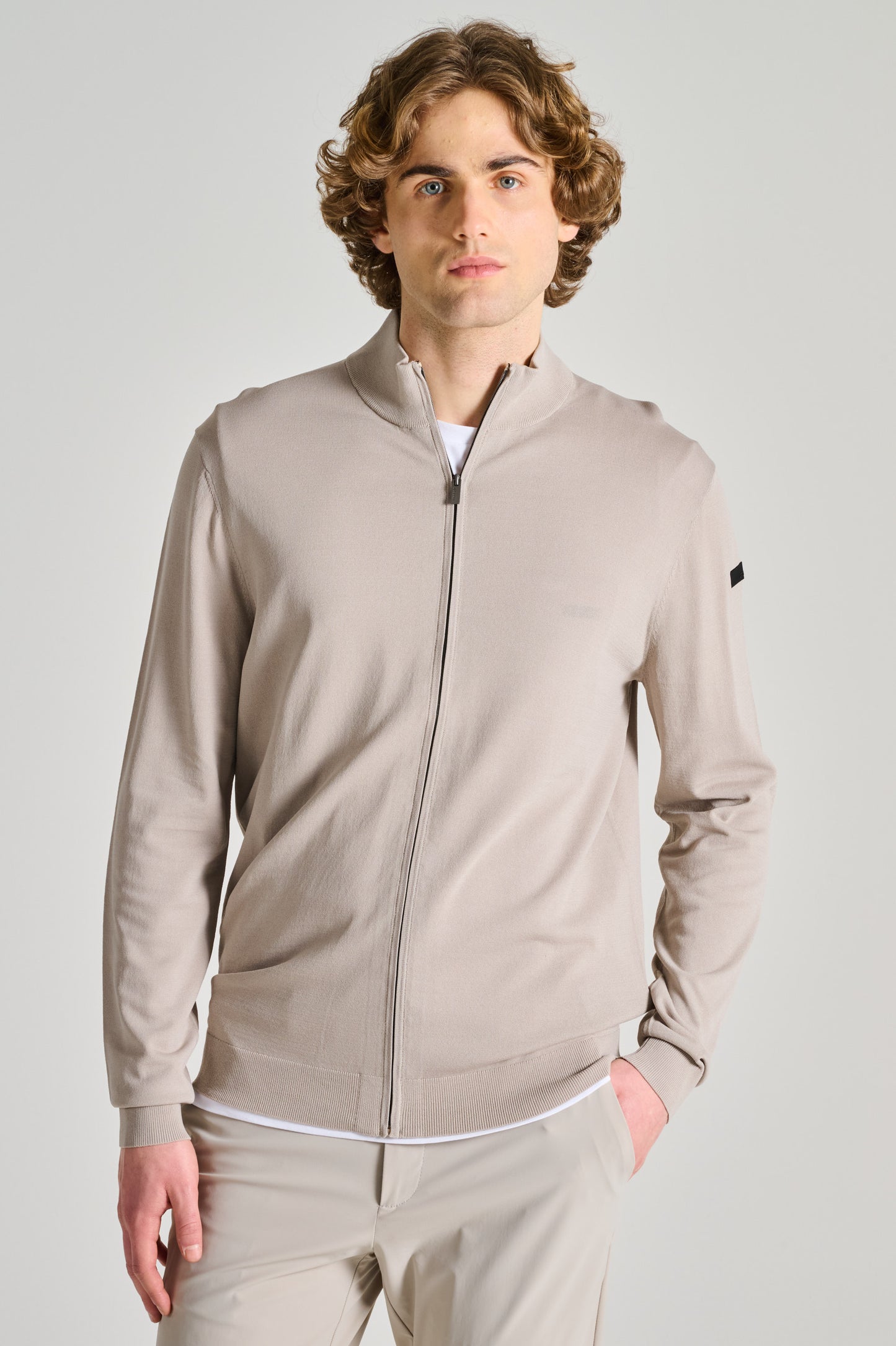  Rrd Maxell Full Zip Knit Bianco Beige Uomo - 3