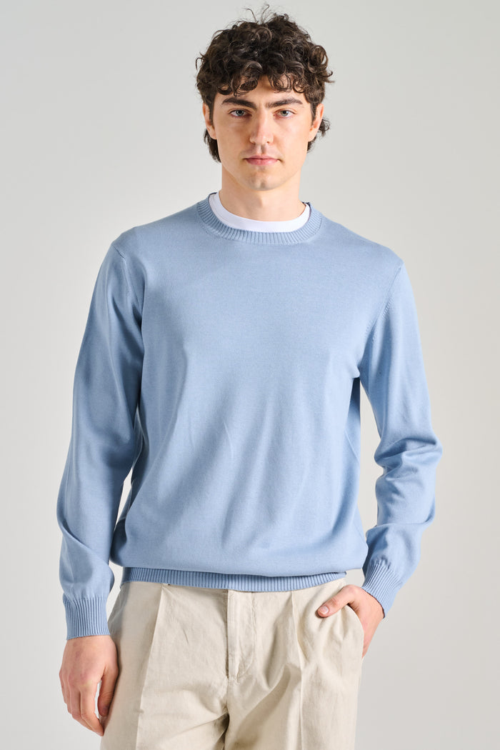 Fedeli Maglia Giza Light Dusty Azzurro Uomo-2