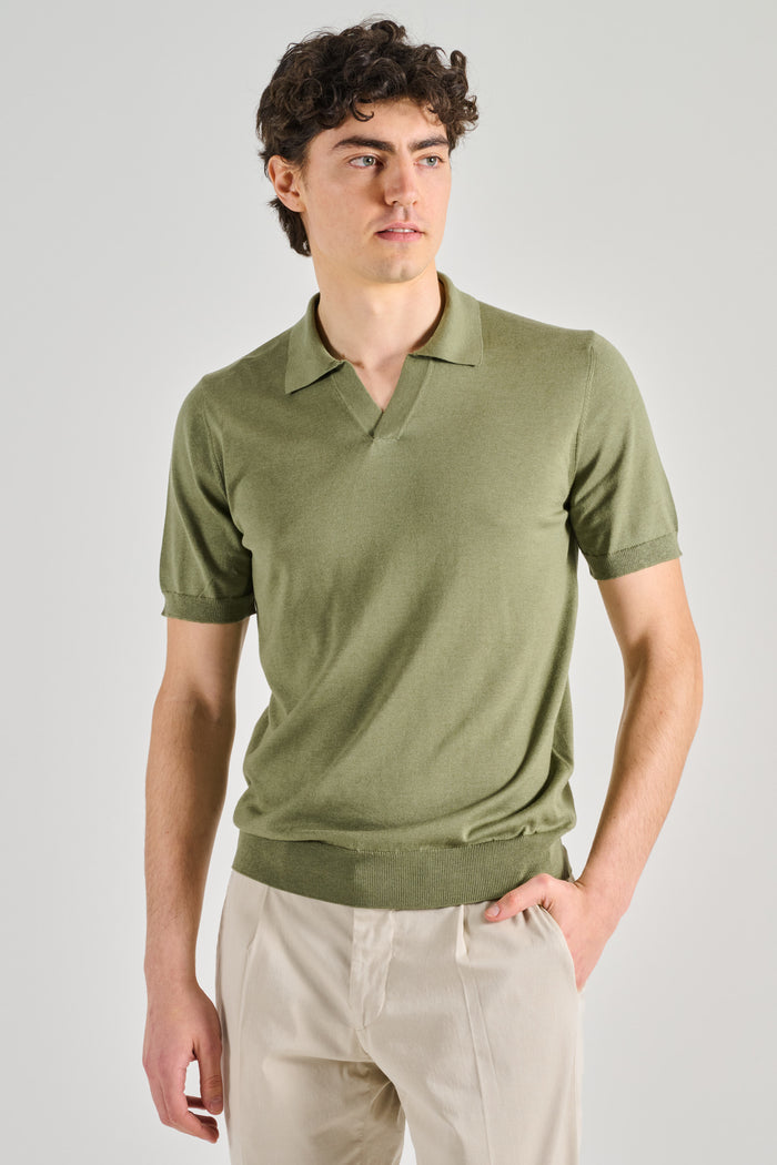 Mauro Ottaviani Polo Buttonless Ryan Mm Verde Uomo-2