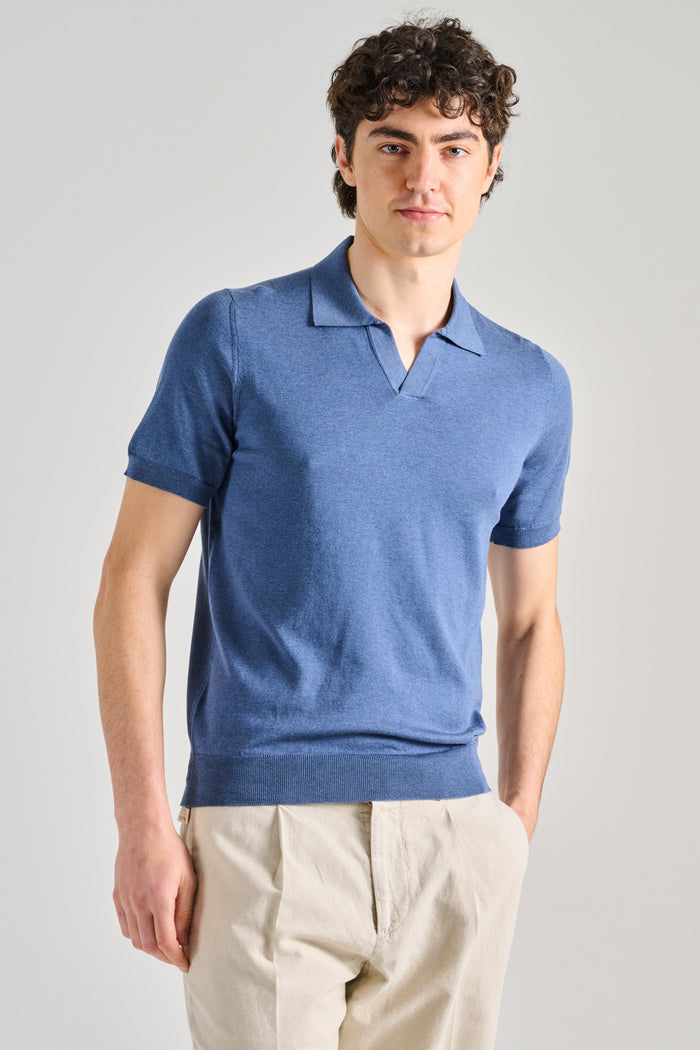 Mauro Ottaviani Polo Buttonless Ryan Mm Blu Uomo-2