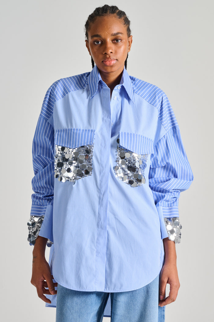 Dahlo Sequin Details Shirt White Fabric