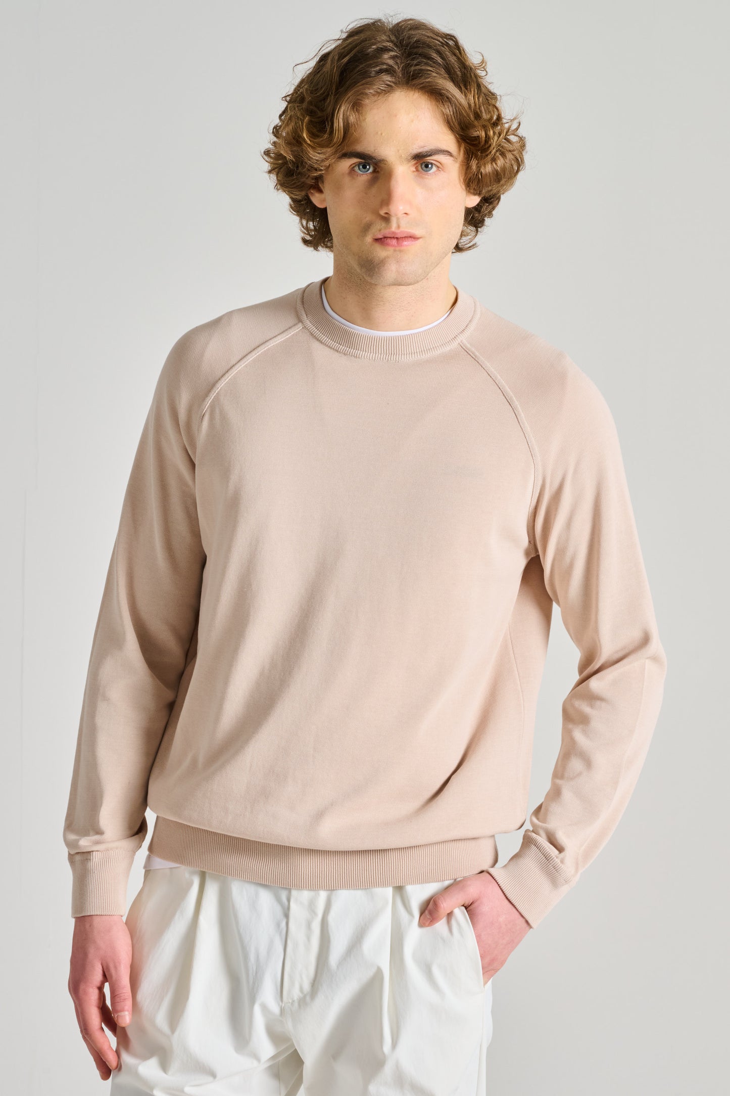  Filippo De Laurentiis Maglia Girocollo Ml Raglan Beige Beige Uomo - 1