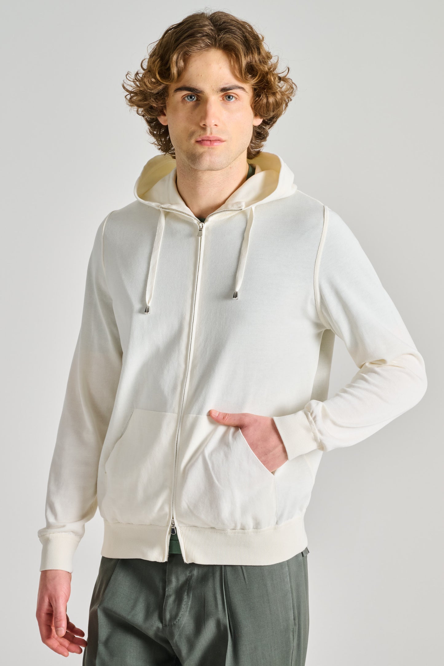  Filippo De Laurentiis Maglia Full Zip Cappuccio Bianco Bianco Uomo - 1