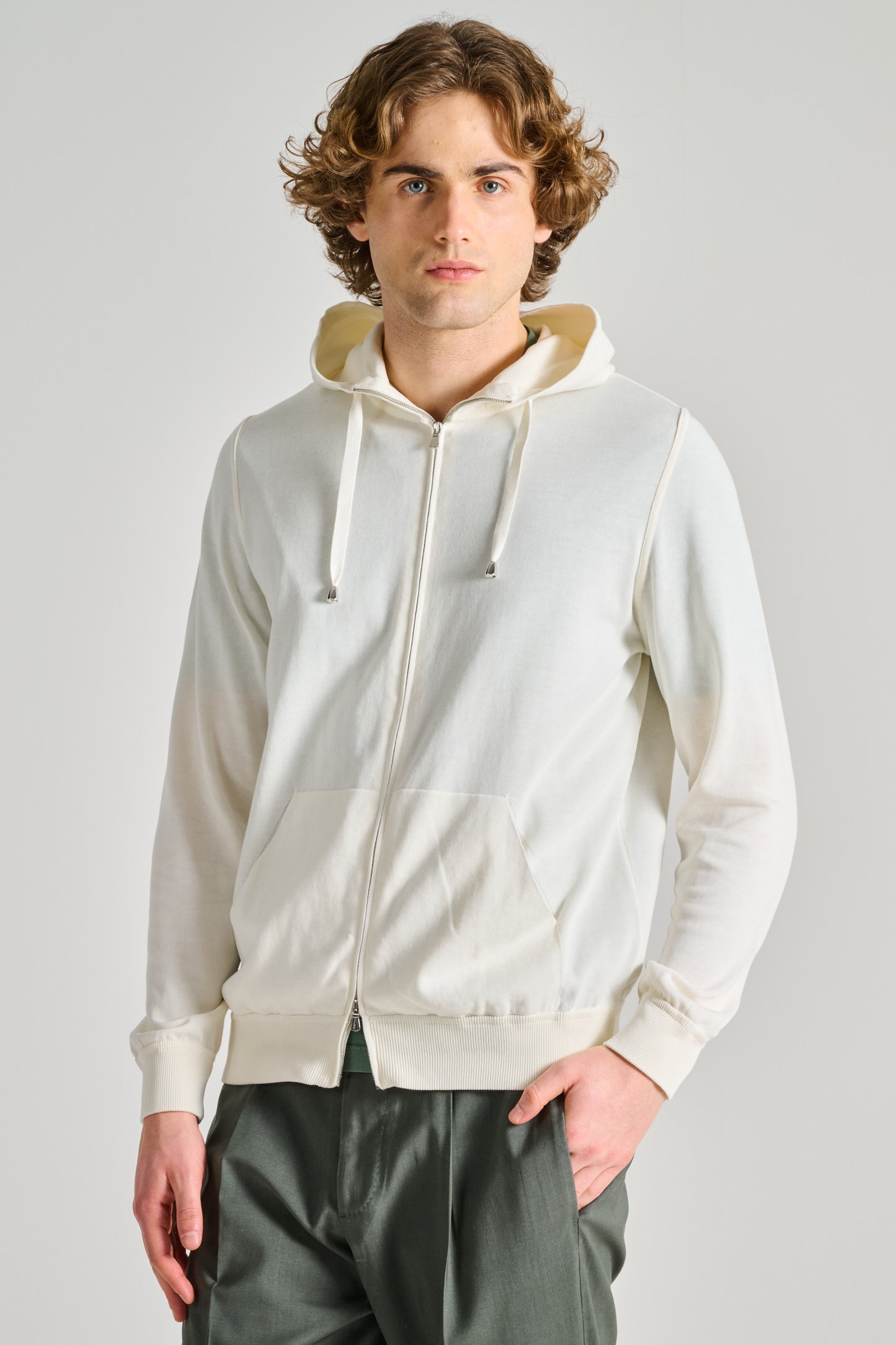  Filippo De Laurentiis Maglia Full Zip Cappuccio Bianco Bianco Uomo - 2