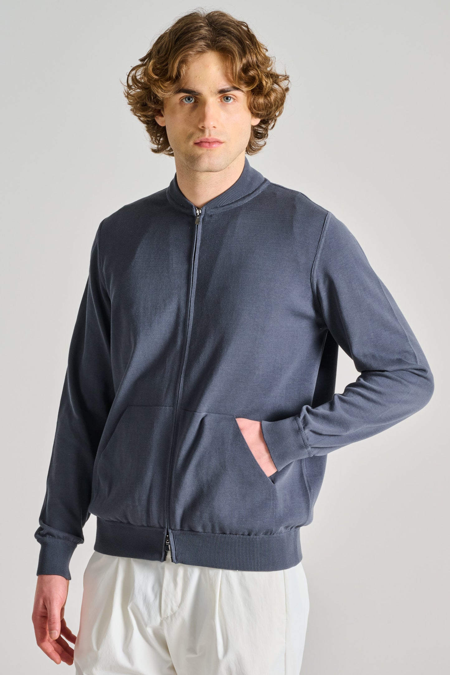  Filippo De Laurentiis Bomber Zip Grigio Grigio Uomo - 1