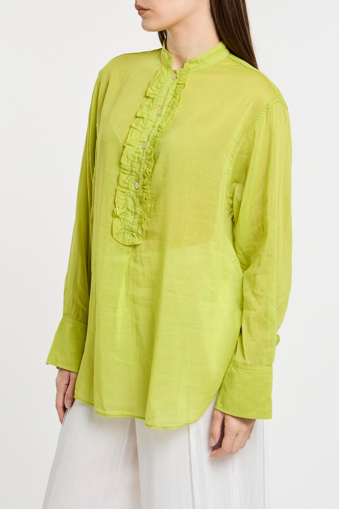  Forte_forte Forte Forte Cotton And Silk Voile Shirt Multicolor Verde Donna - 3