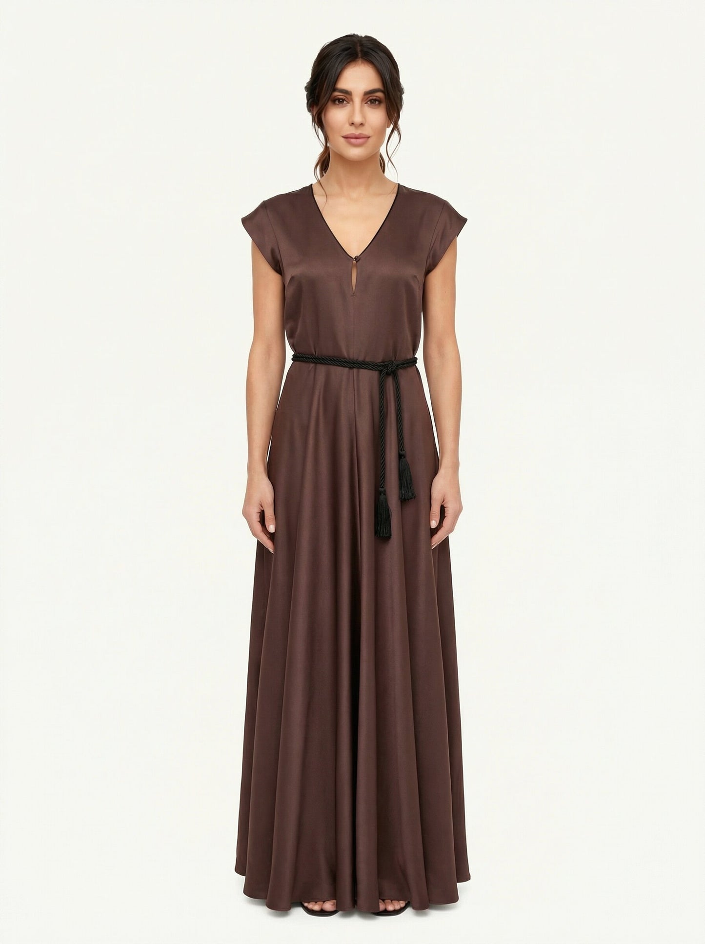  Forte_forte Abito Kaftano Shiny Envers Satin Marrone - 1