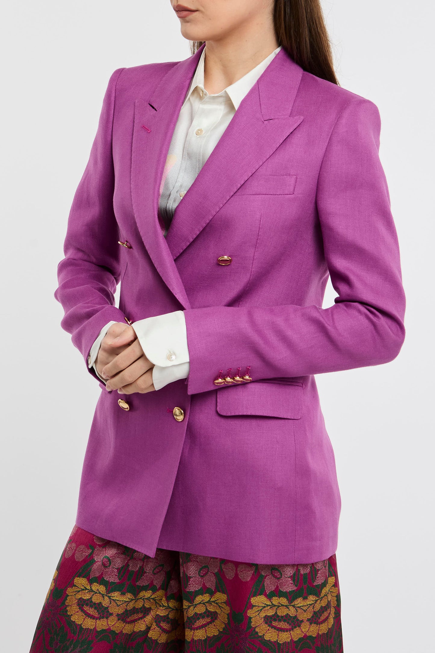  Tagliatore 0205 Single-breasted Jacket 100% Li Multicolor Rosa Donna - 3