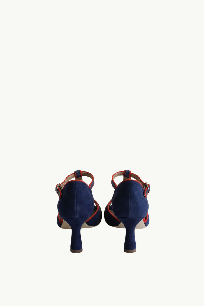  Gielle Viareggio Scarpa Con Tacco Camoscio Cosmos Blu - 6