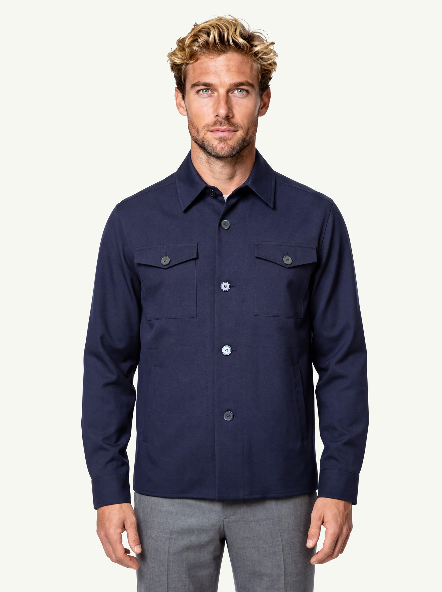  Harris Wharf London Men Shirt Jacket Techno Viscose Blu - 3