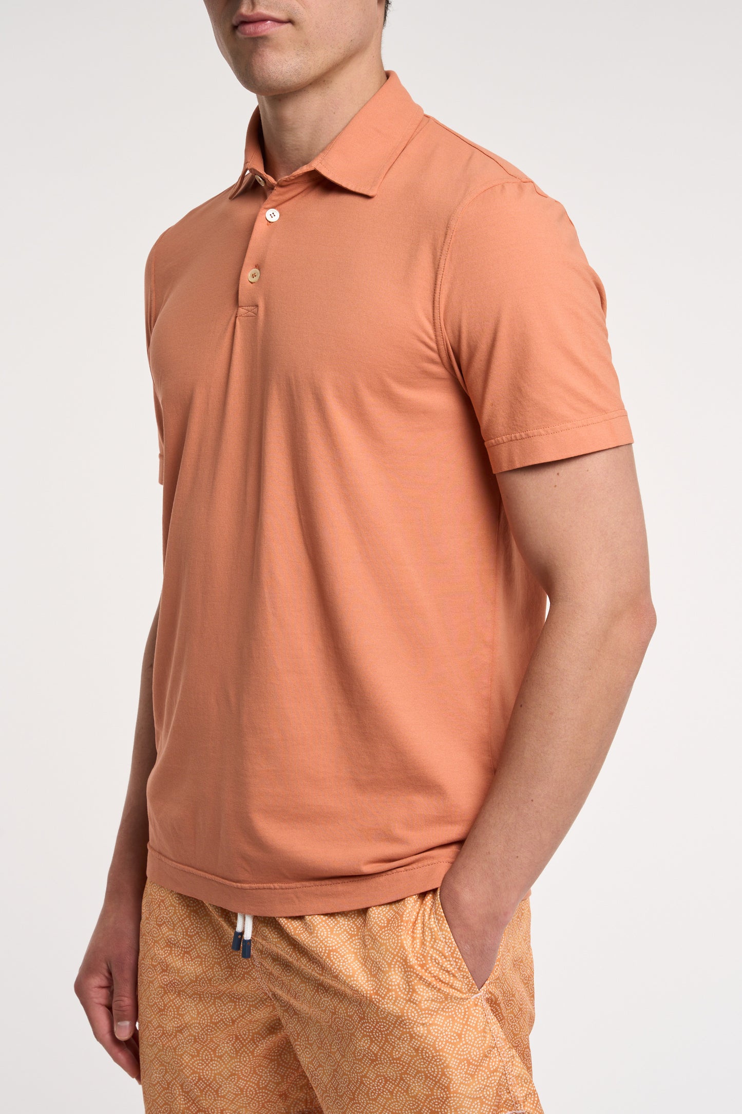  Fedeli Polo Alby Dry Jersey Cotton Multicolor Arancione Uomo - 2