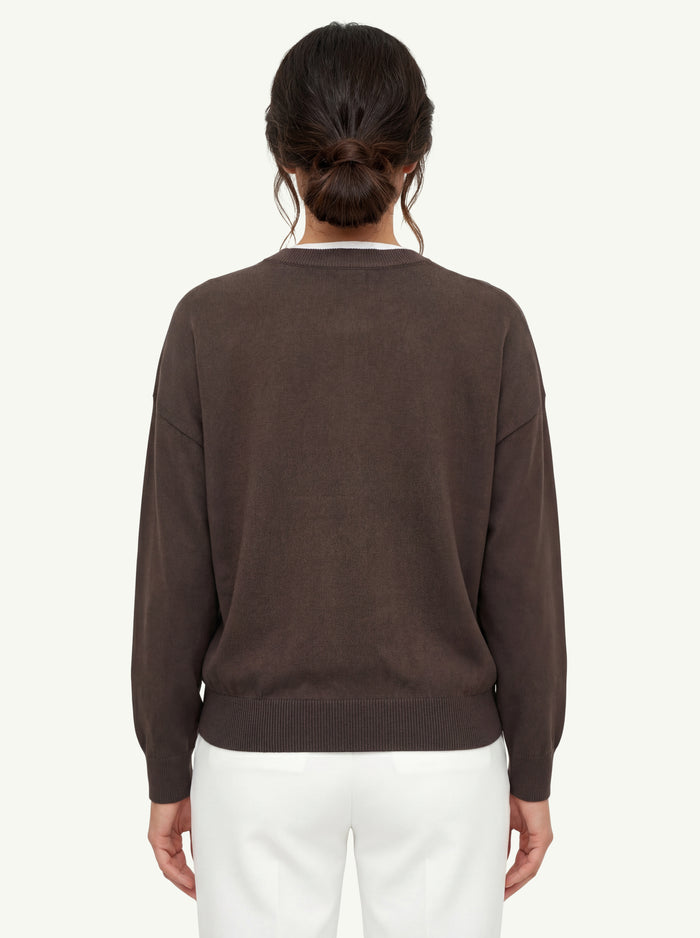  Peserico Maglia Tricot Filato Di Puro Cotone Marrone - 4