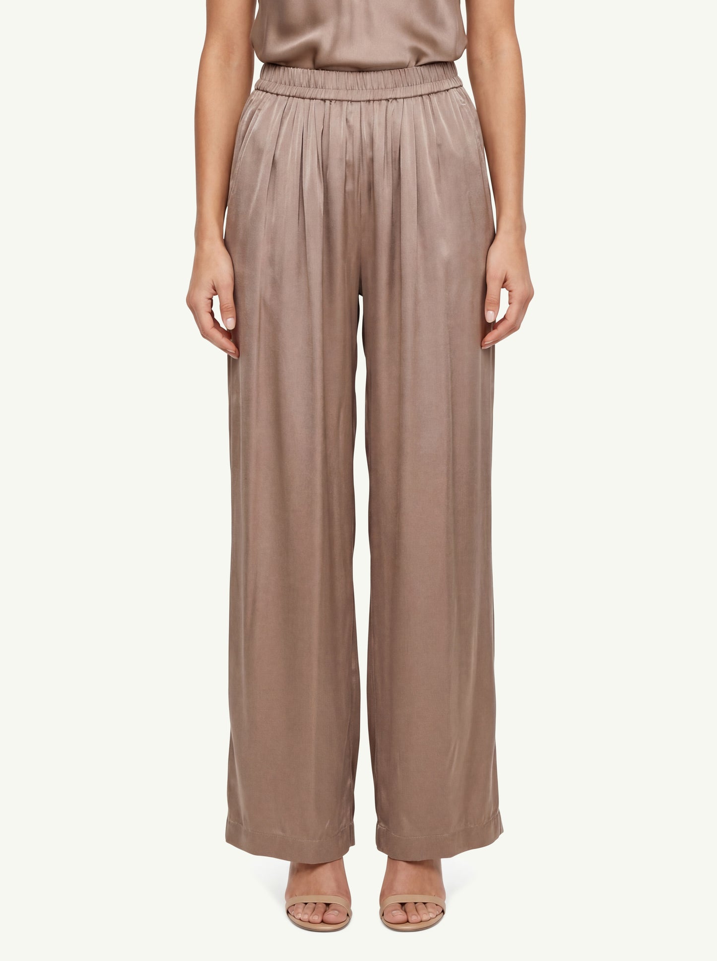  Forte_forte Pantalone Elastico Loose Raso Seta Marrone - 3