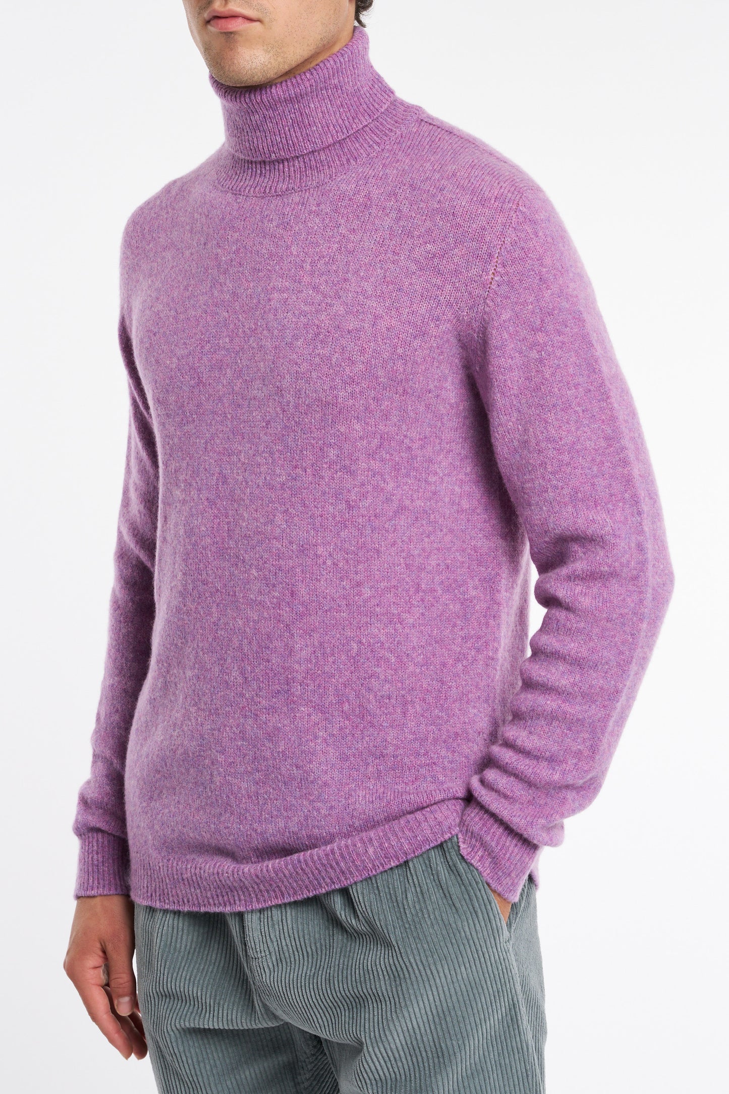  Roberto Collina Maglia Dolcevita Viola Viola Uomo - 2
