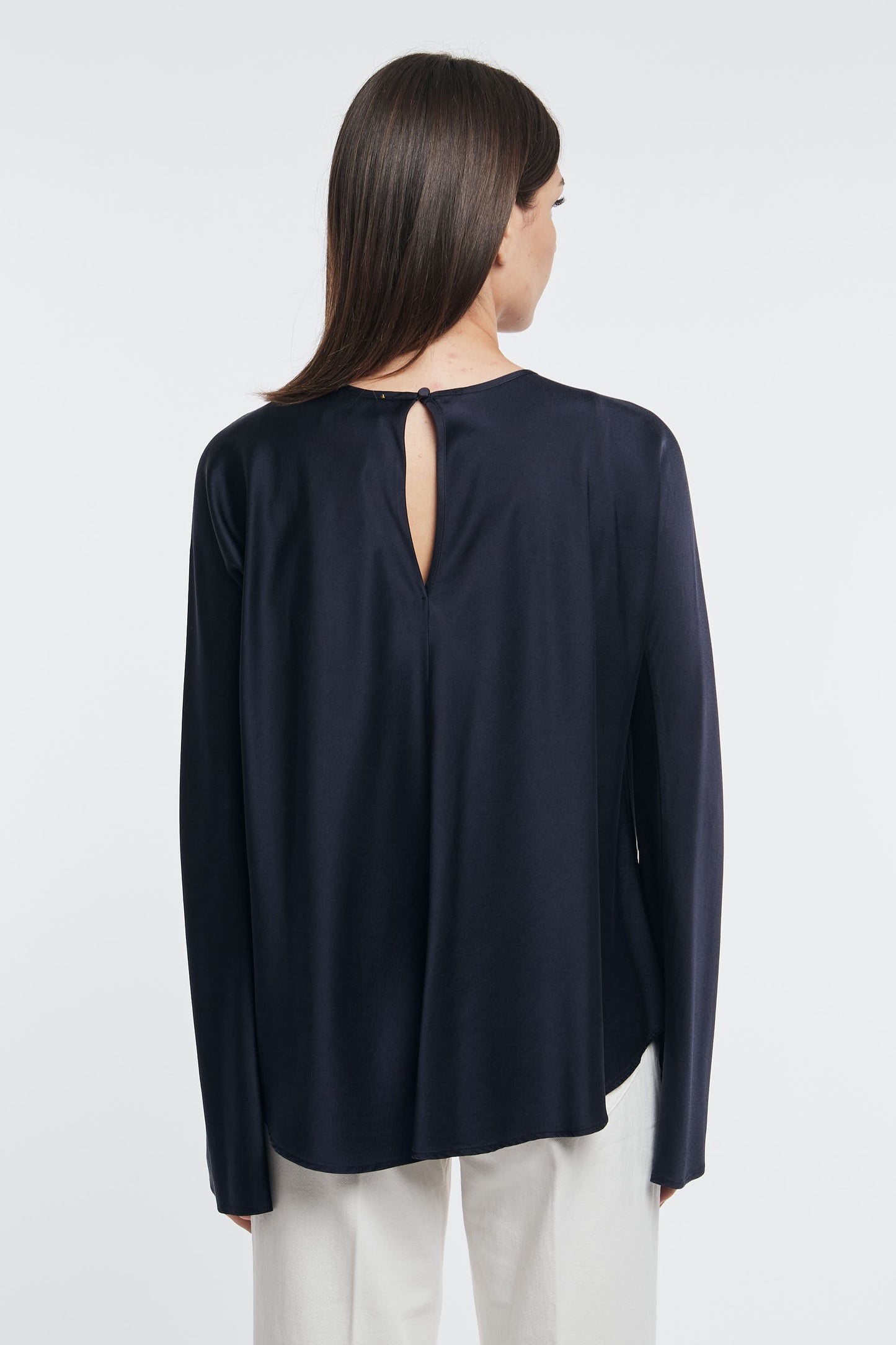  Forte_forte Camicia Girocollo Ml Raso Seta Stretch Blu Forte Forte Blu Donna - 4