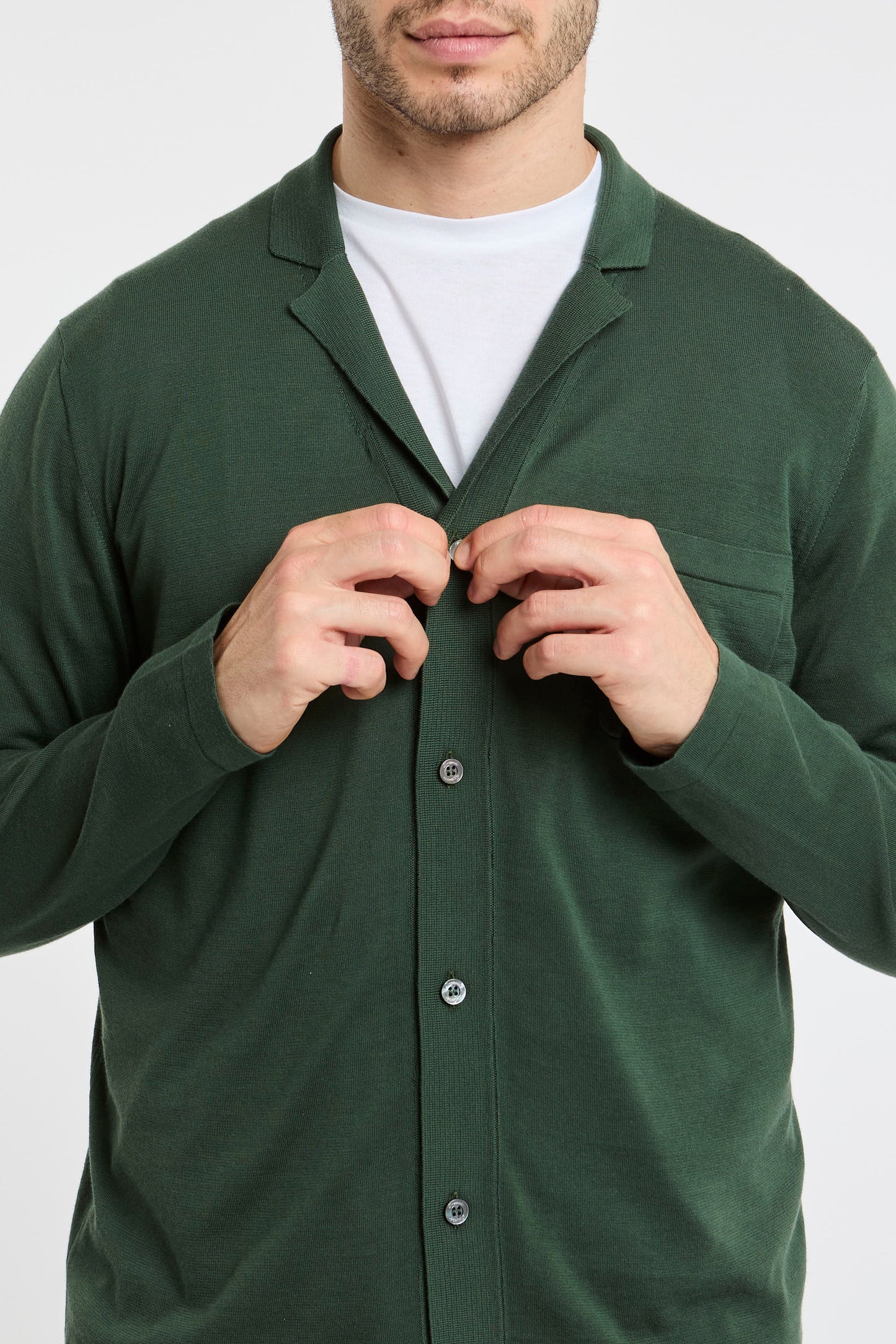  Drumohr Knitted Shirt 100% Co Green Verde Uomo - 6