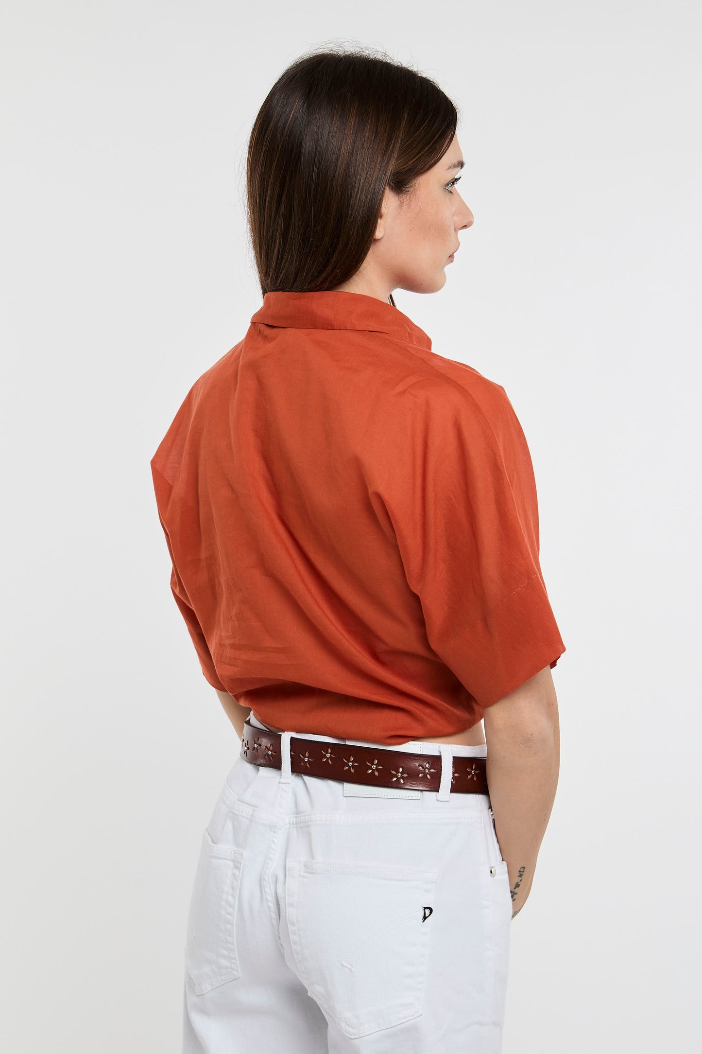  Niu Camicia Kimono 100% Co Giallo Arancione Donna - 6