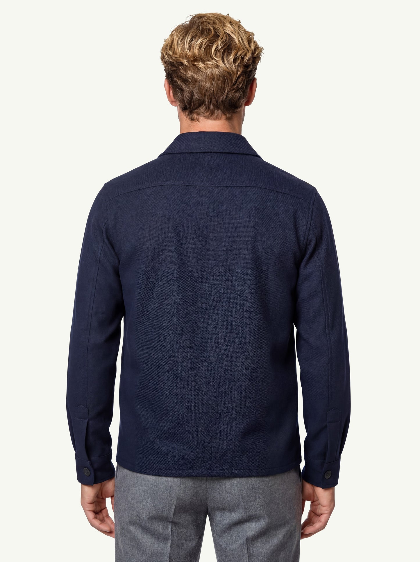  Harris Wharf London Men Shirt Jacket Honeyvomb Whit Loro Piana Blu - 2