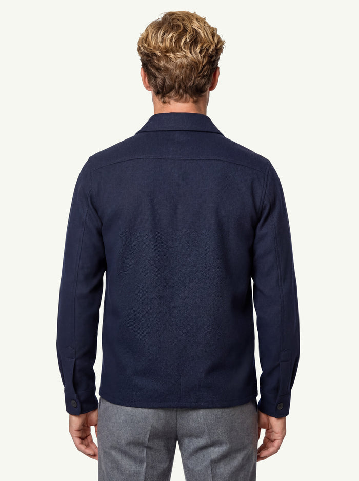  Harris Wharf London Men Shirt Jacket Honeyvomb Whit Loro Piana Blu - 4