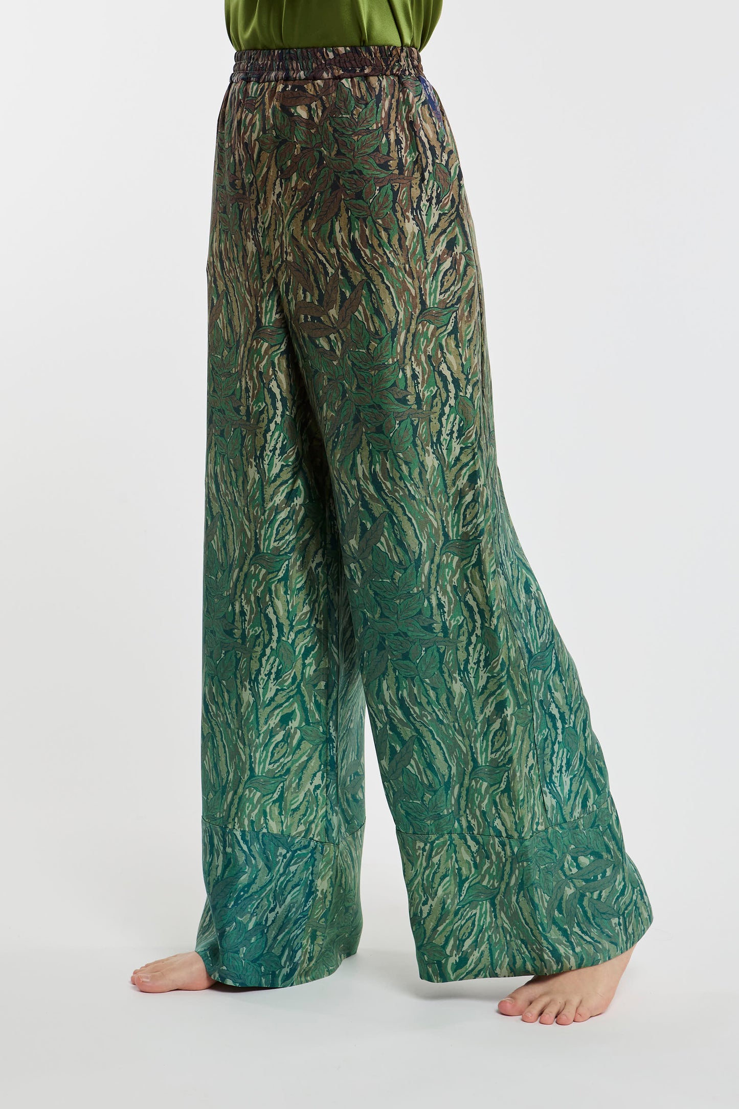  Pierre-luis Mascia Pierre Luis Mascia Trousers 100% Silk Multicolor Verde Donna - 2