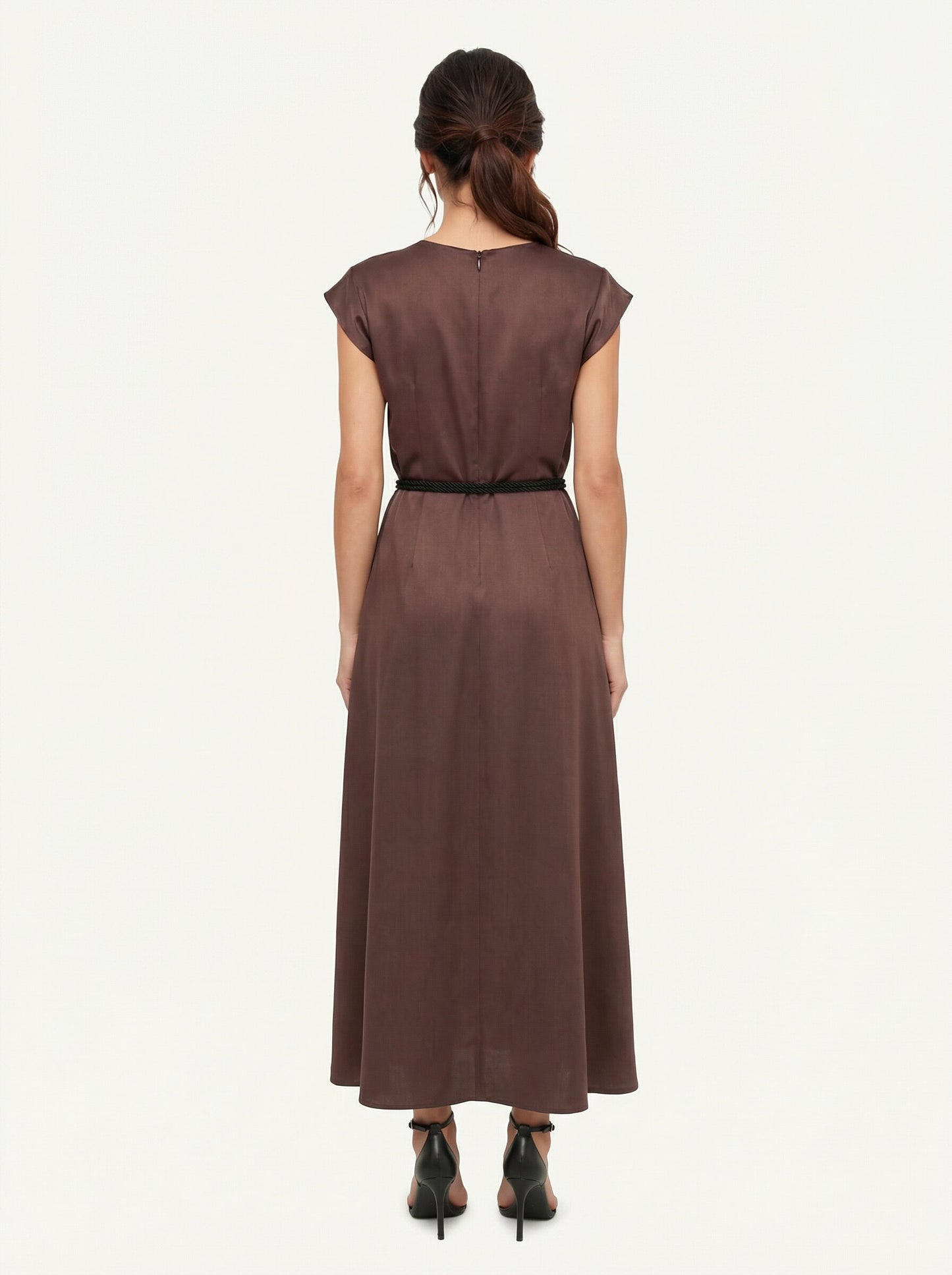  Forte_forte Abito Kaftano Shiny Envers Satin Marrone - 4