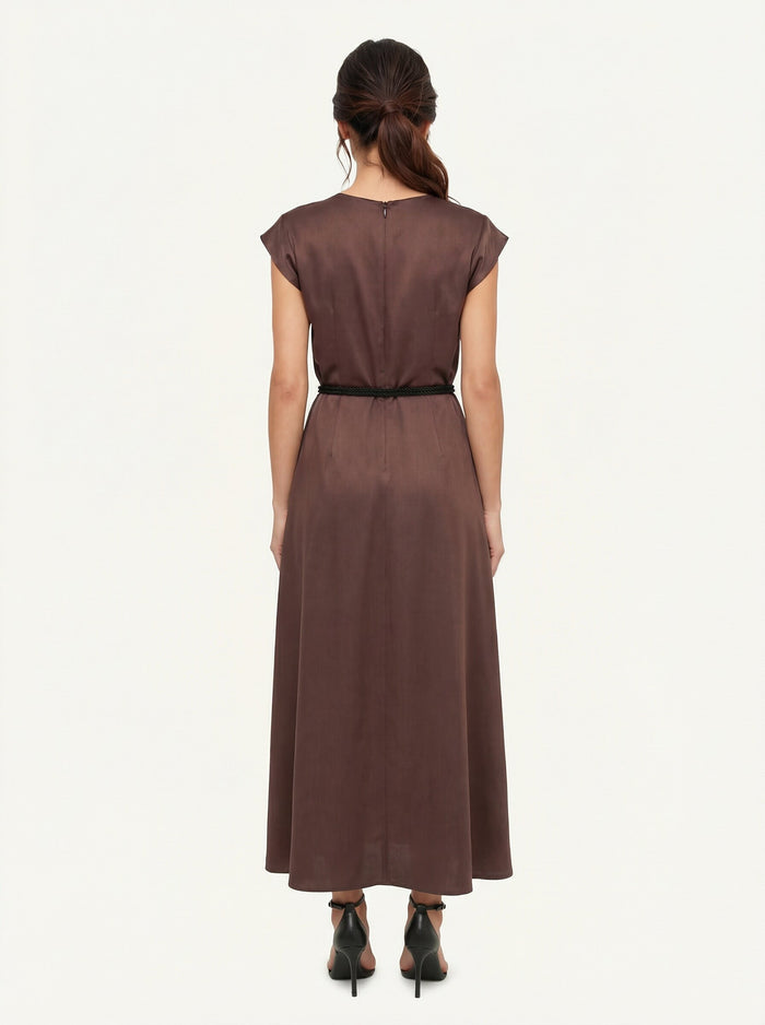  Forte_forte Abito Kaftano Shiny Envers Satin Marrone - 4