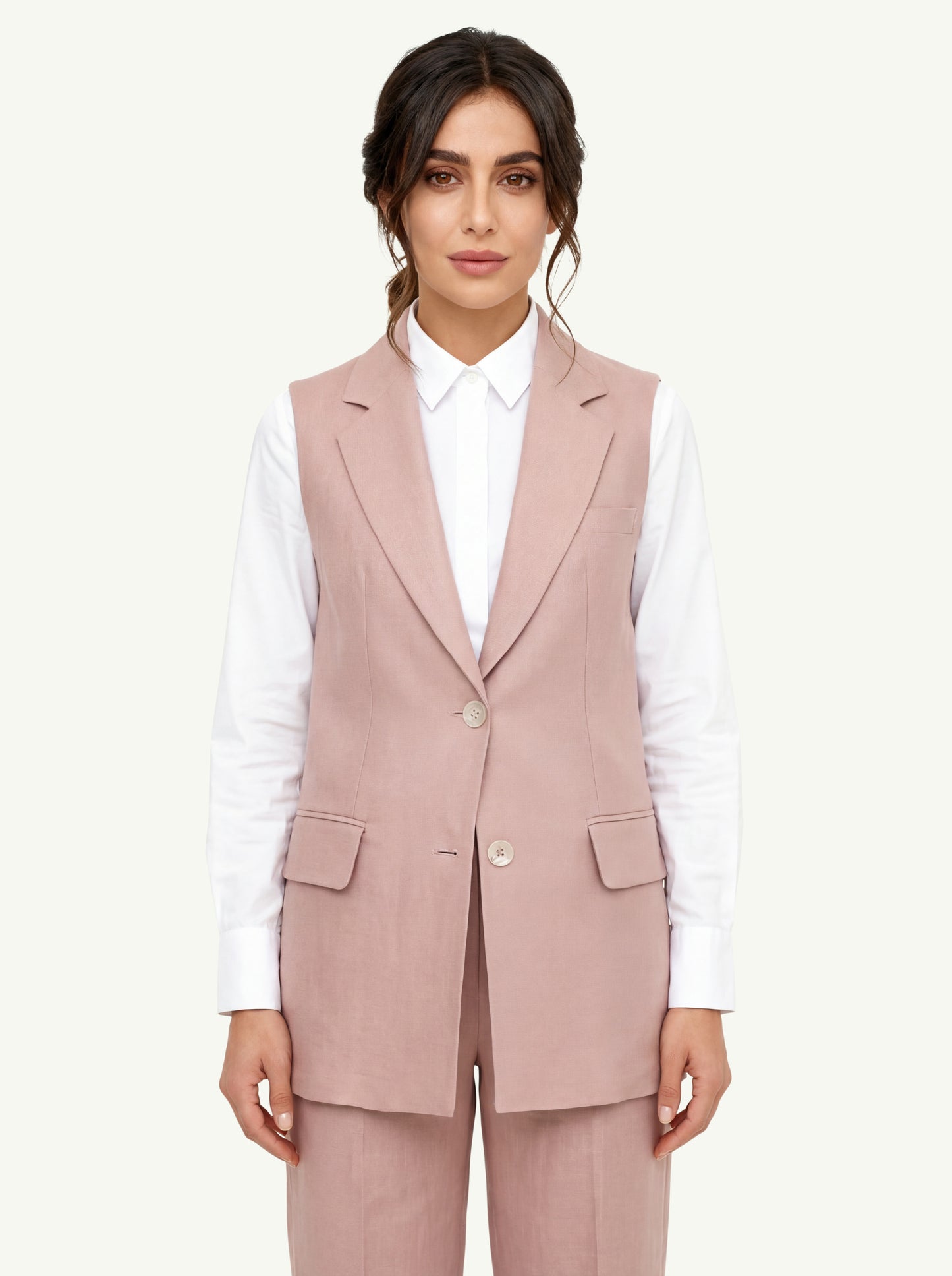  Peserico Gilet Gabardina Puro Lino Rosa - 1