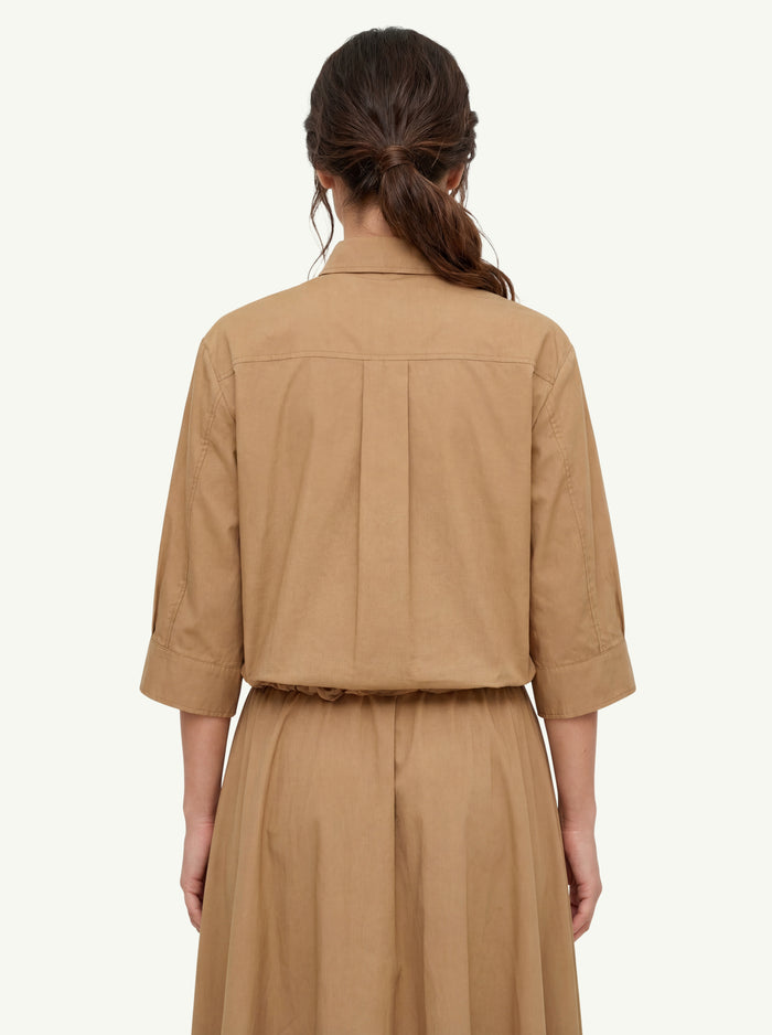  Forte_forte Camicia Mezza Manica Popeline Cotone Beige - 4