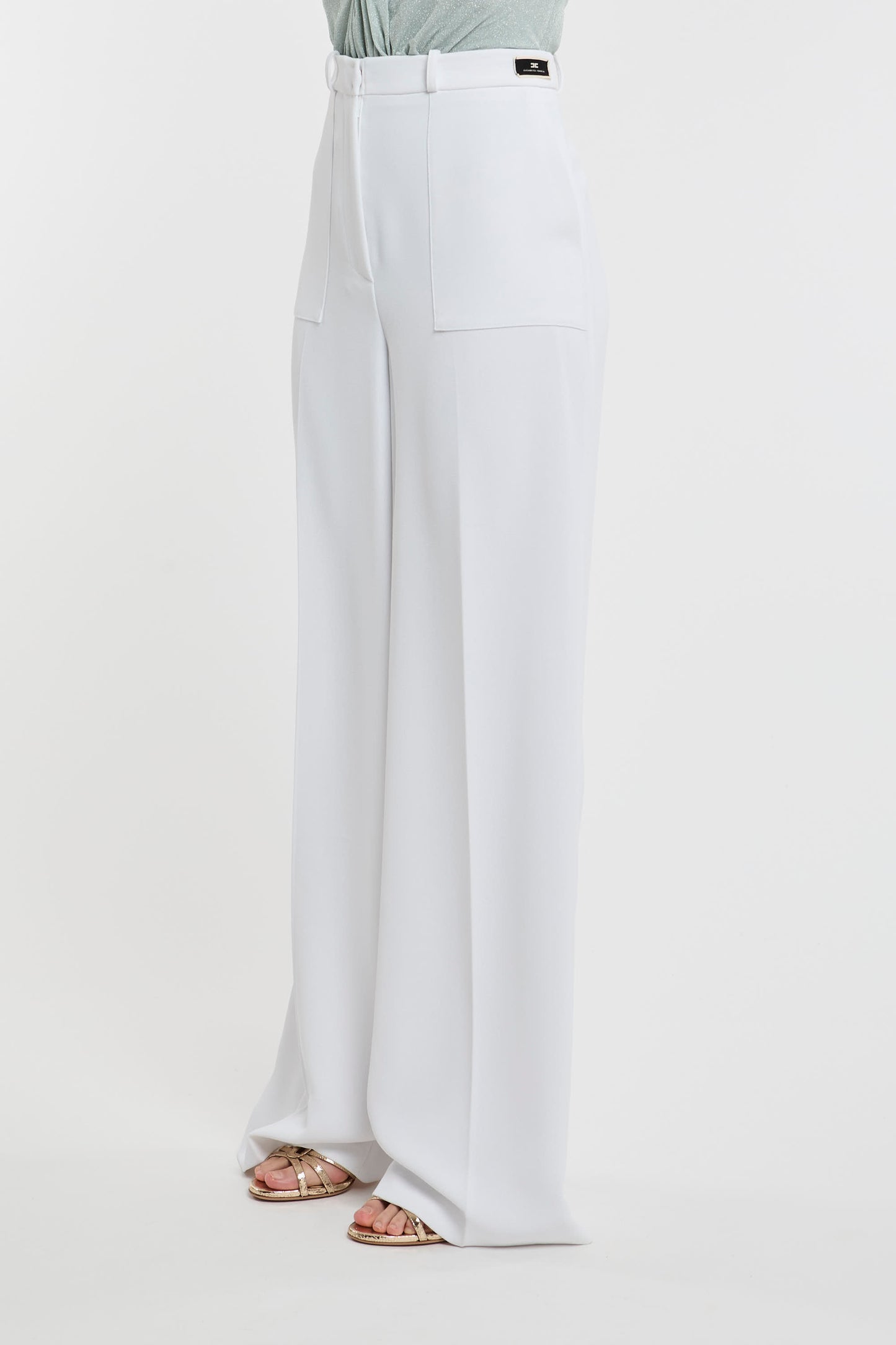  Elisabetta Franchi Trousers 100% Pl White Bianco Donna - 4