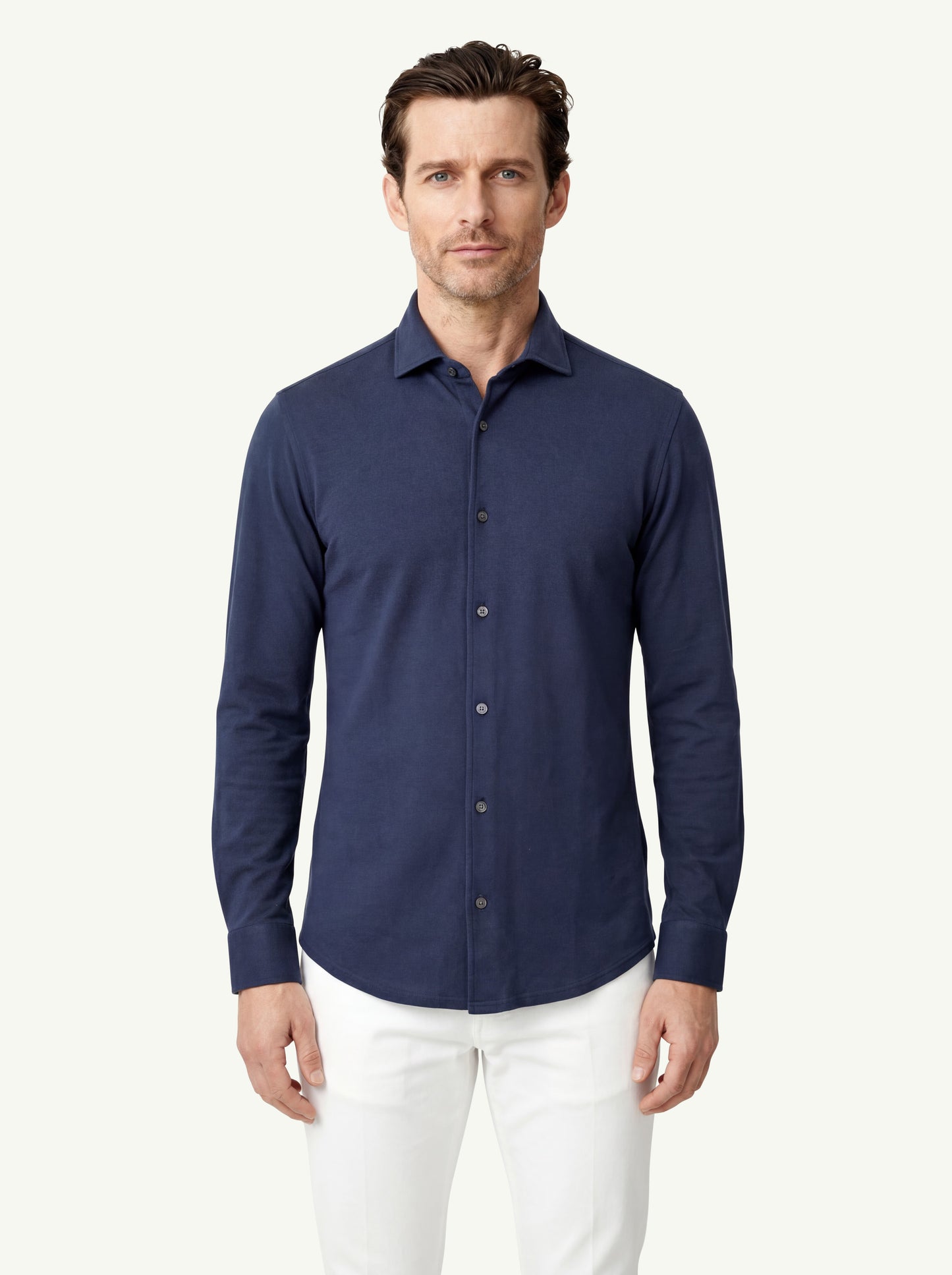  Fedeli Shirt Robert Ml Superlight Piquet Blu - 1