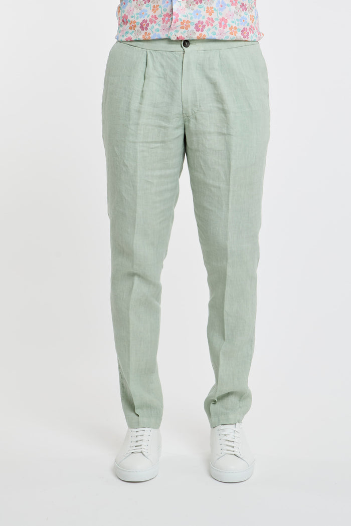Devore Pantalone Lino Verde