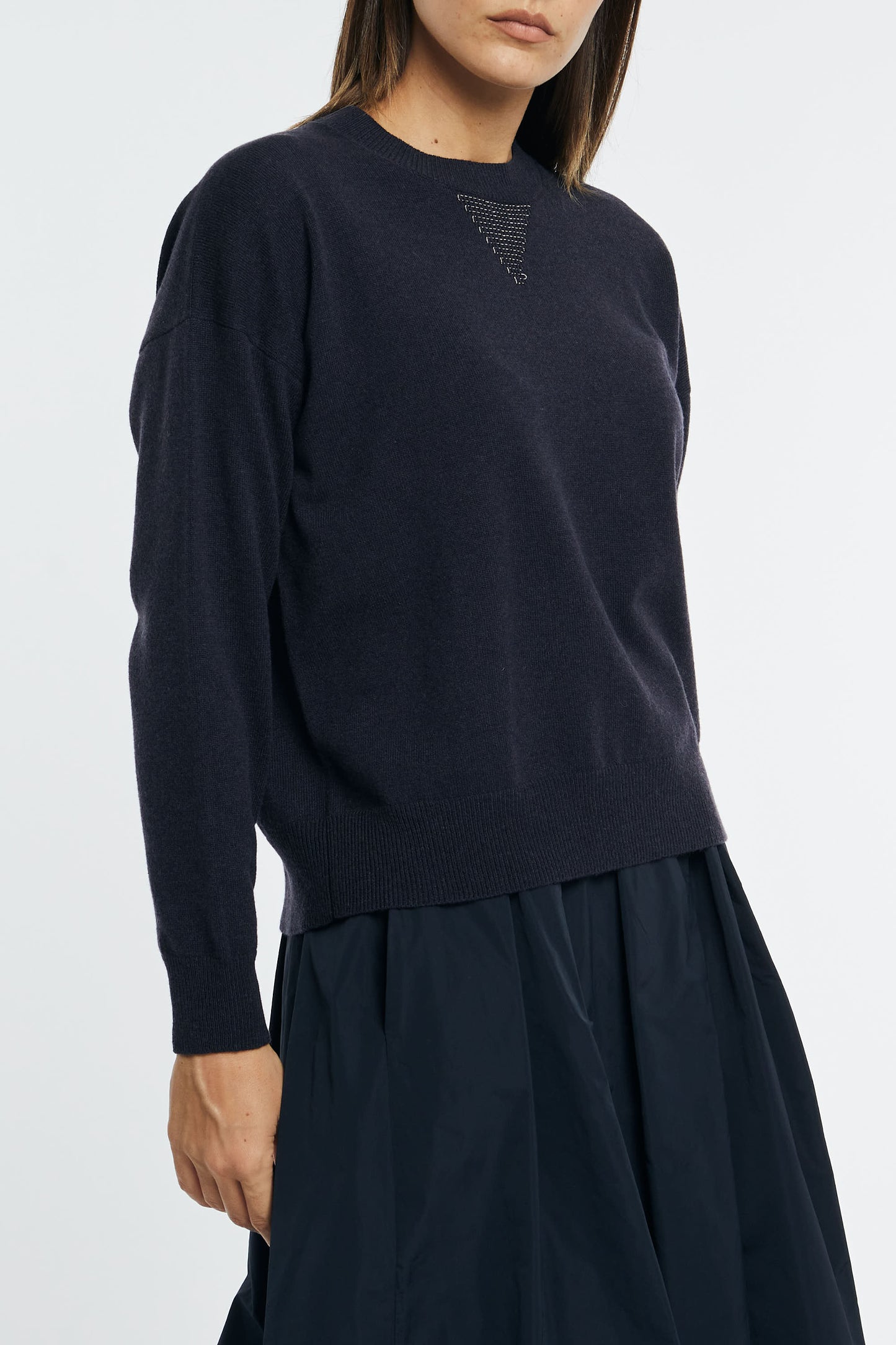 Peserico Maglia Tricot Lana Seta E Cashmere Blu Blu Donna - 4