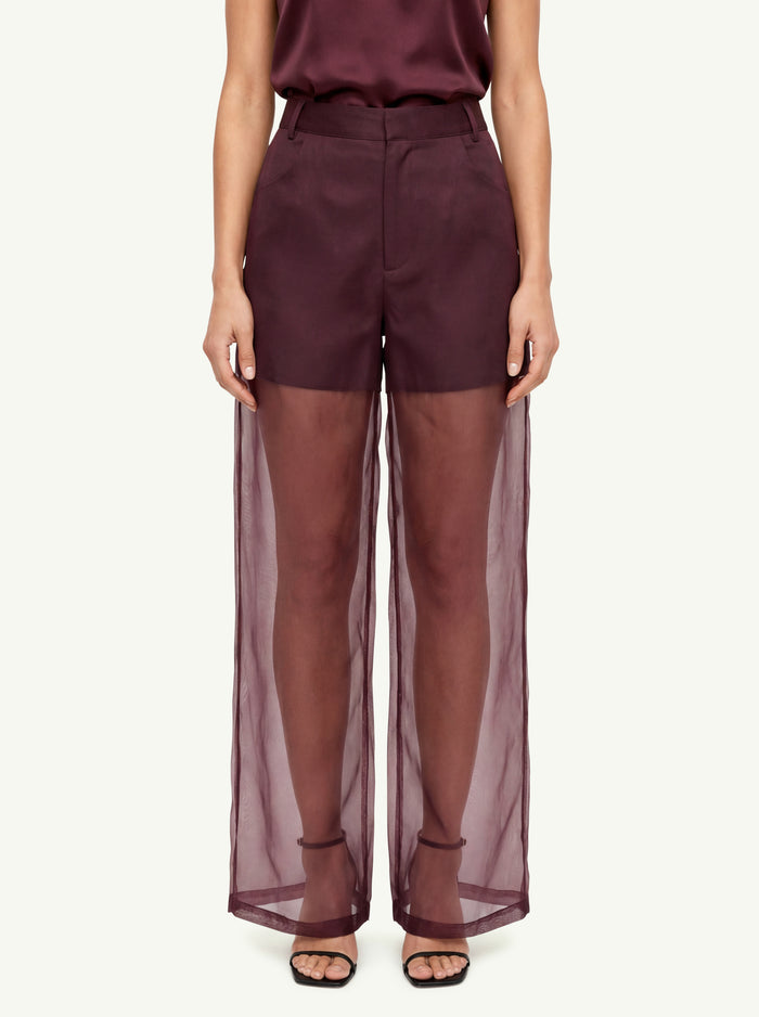  Federica Tosi Pantalone 5 Tasche In Organza Bordeaux - 3