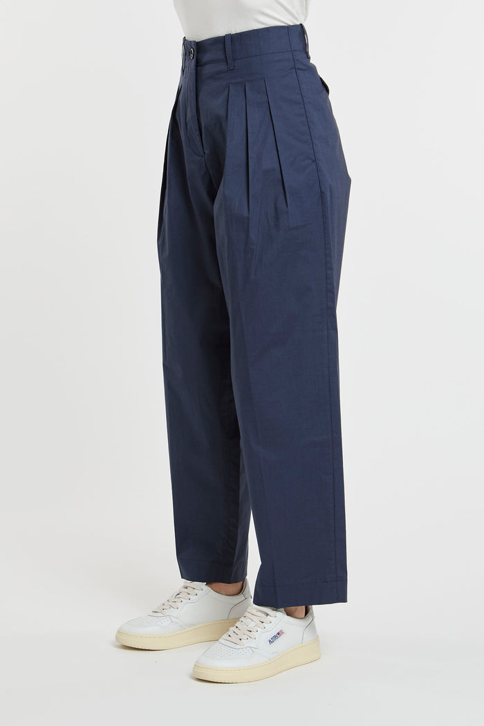 Nine in the Morning Blue Cotton Blend Trousers-2