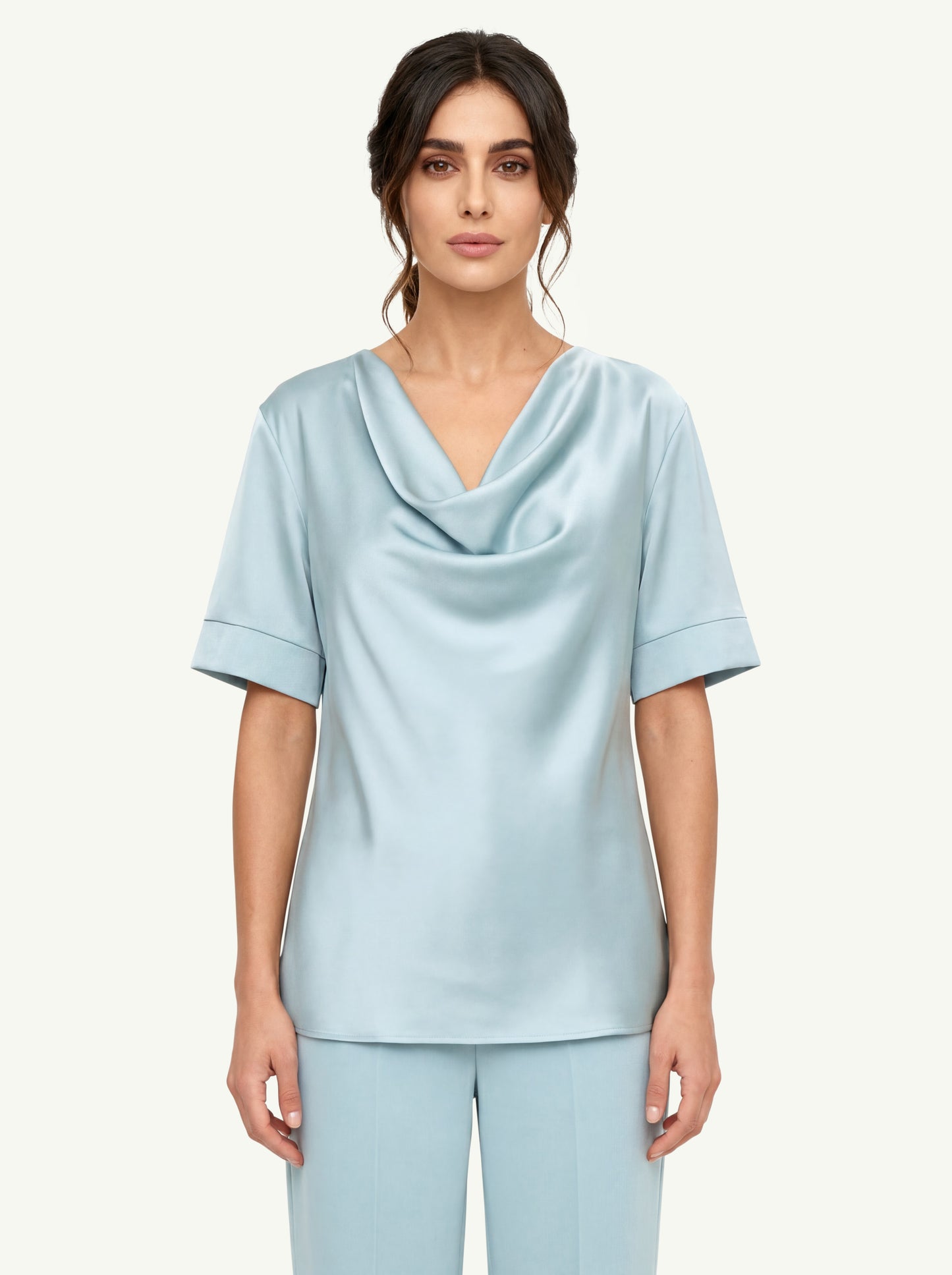  D.exterior T-shirt Raso Fluido Scollo A Cappuccio Azzurro - 1